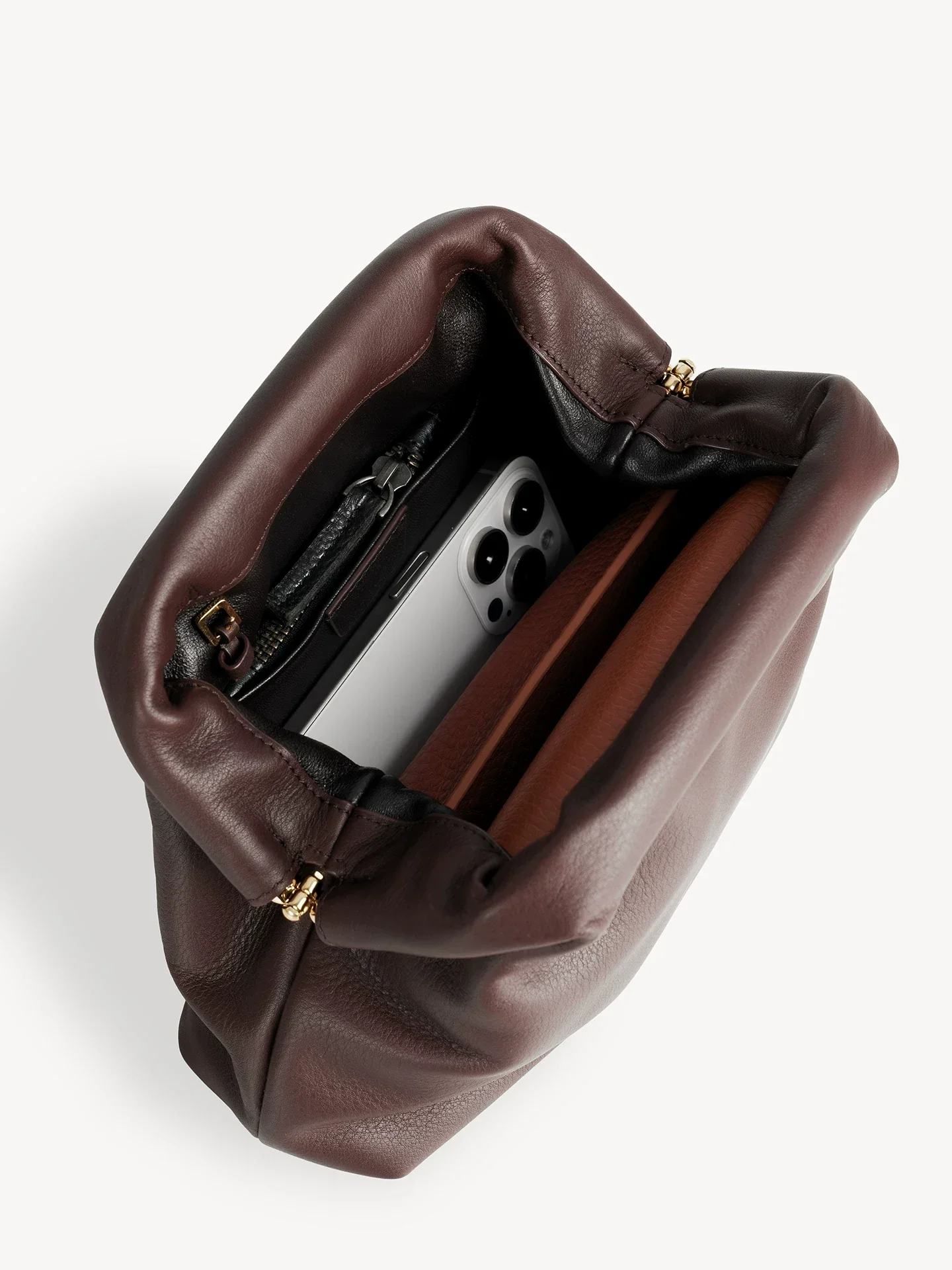 Ruched Leather Clutch - Image 4