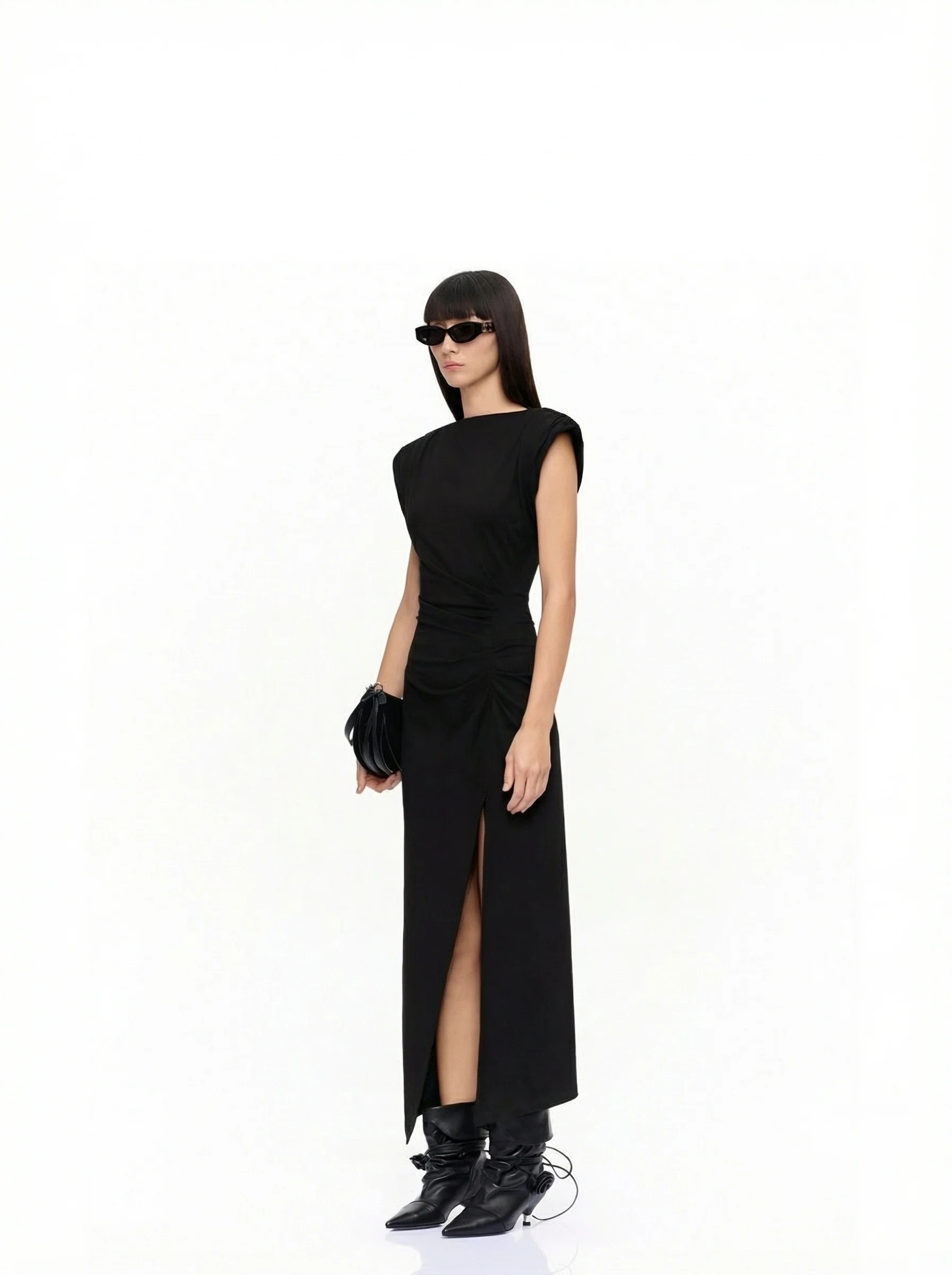 Ruched Slit Maxi Dress - Image 4