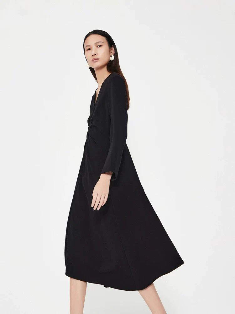 Ruched V-Neck Midi Dress - Image 2