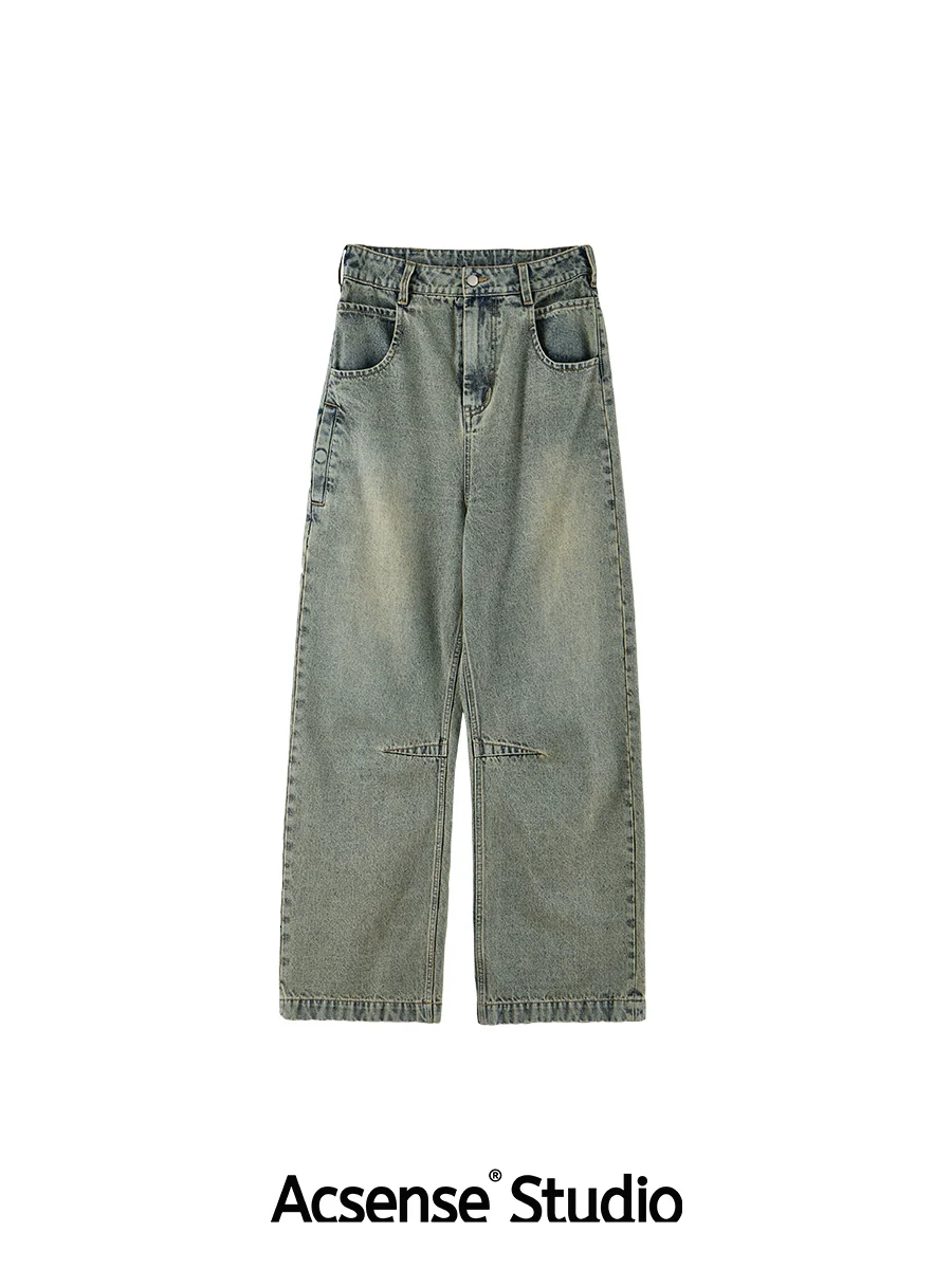 Rust-Wash Curved Seam Wide-Leg Jeans - Image 5