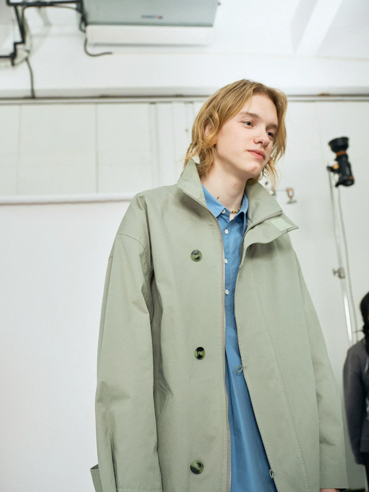 Sage Green Stand Collar Jacket