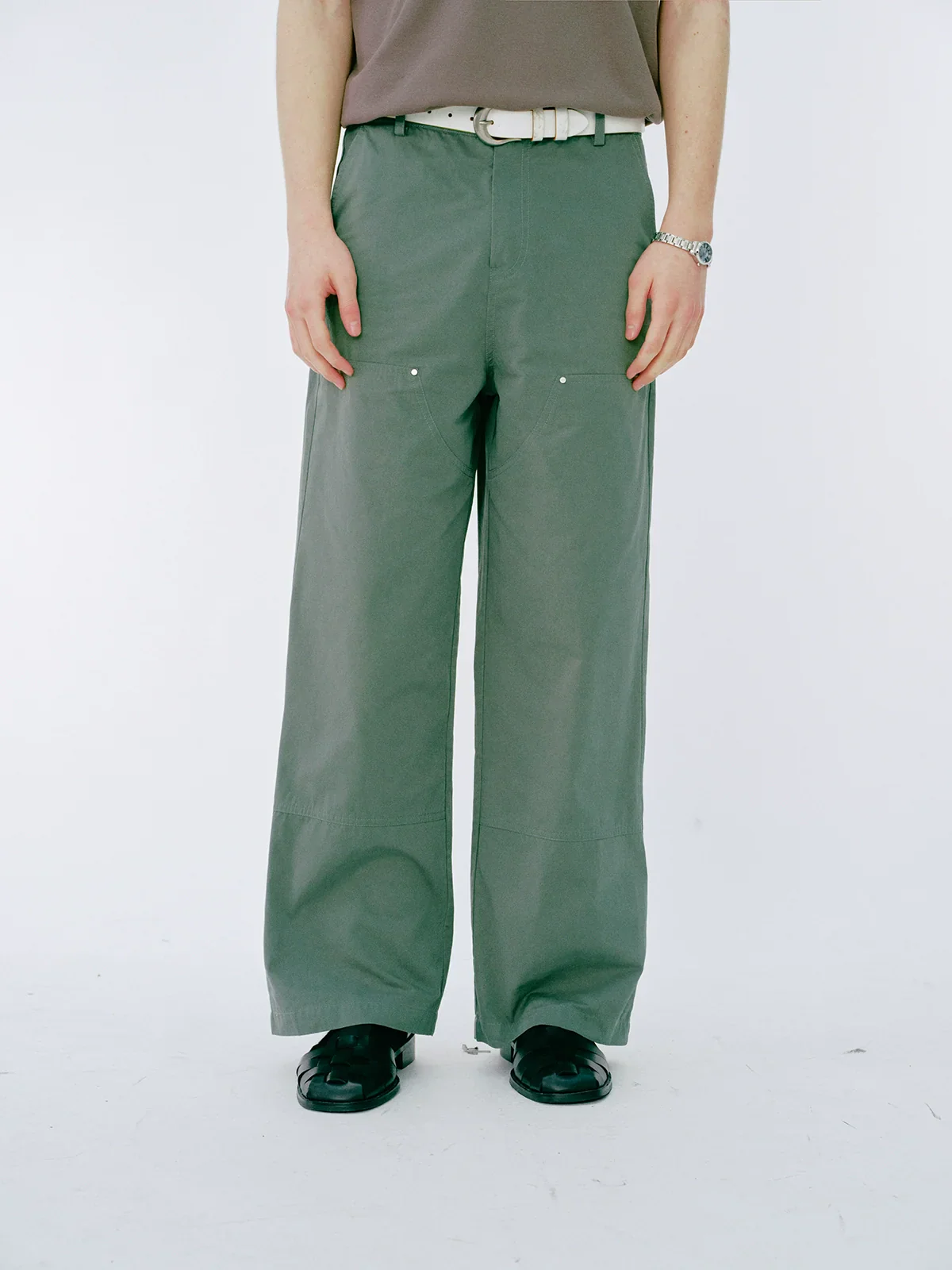 Sage Green Wide-Leg Trousers - Image 2