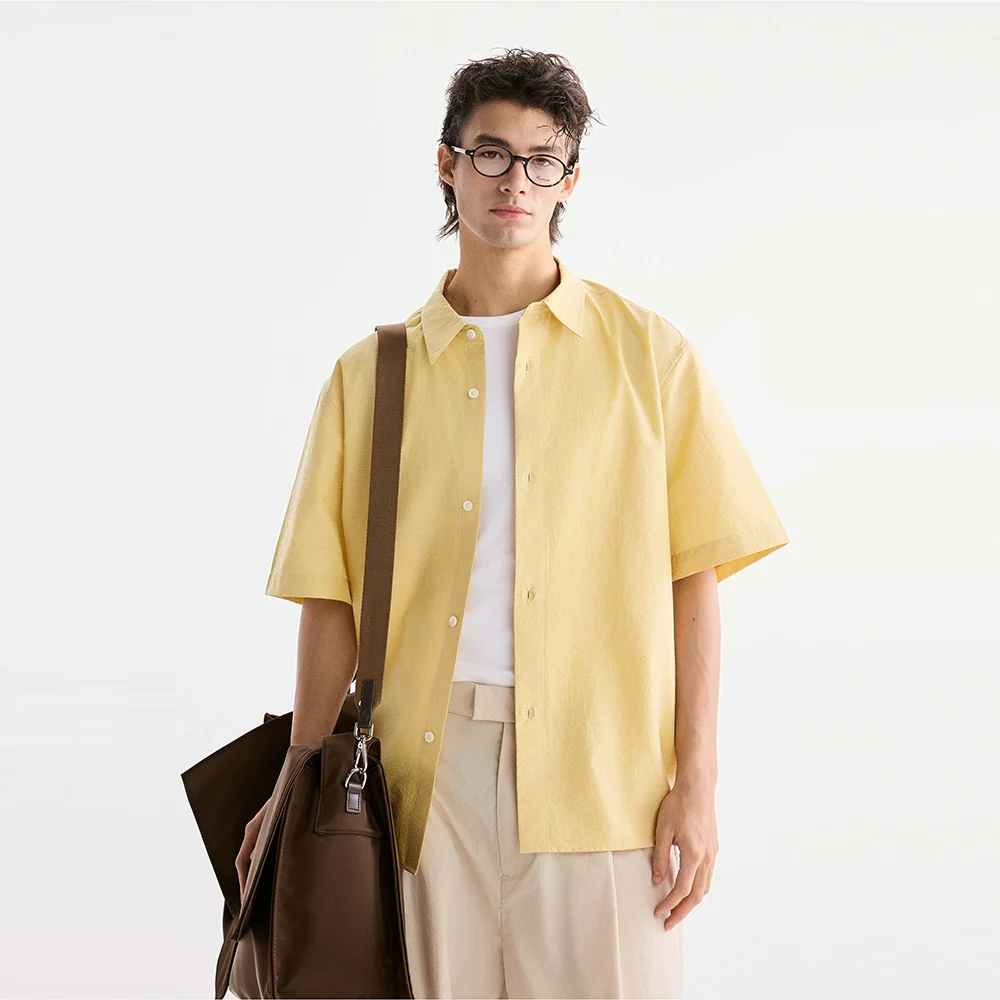 Salt-Shrunk Crinkle Short-Sleeve Shirt