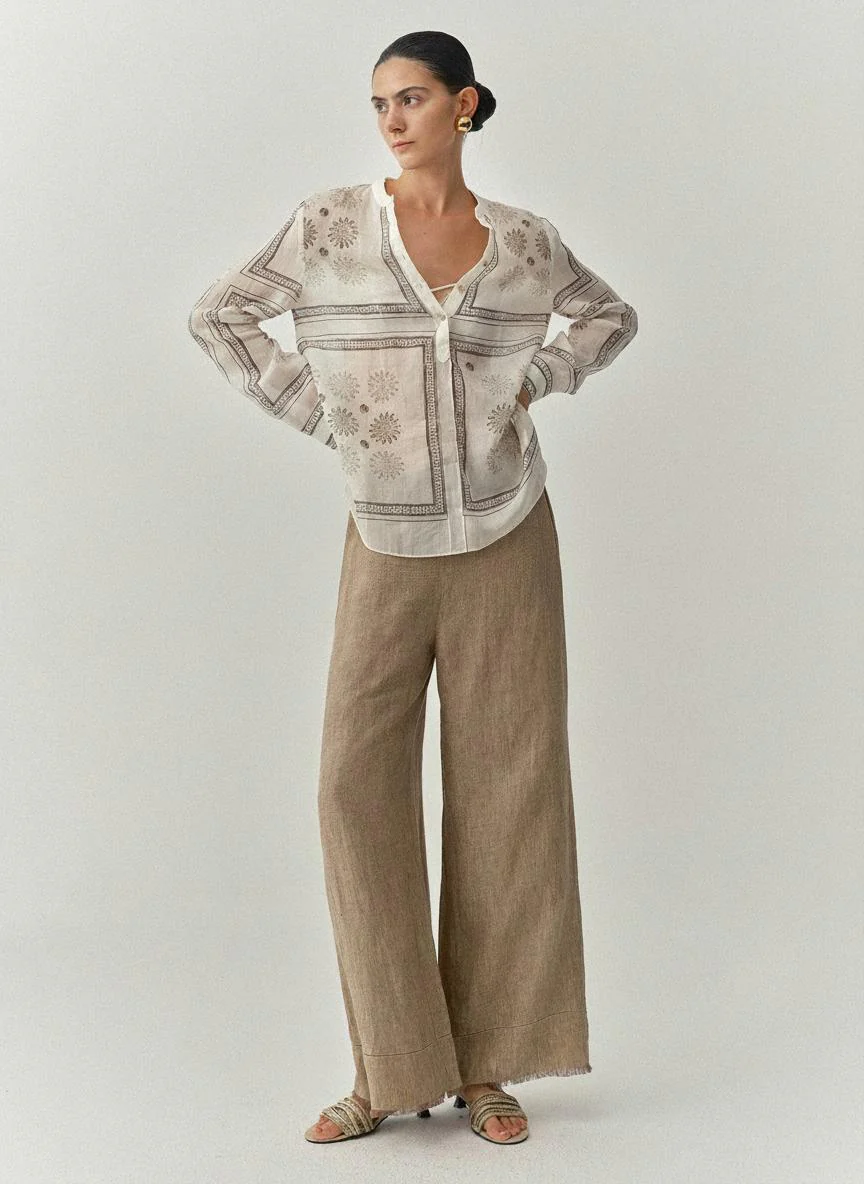 Salt-Washed Linen Wide-Leg Pants - Image 2