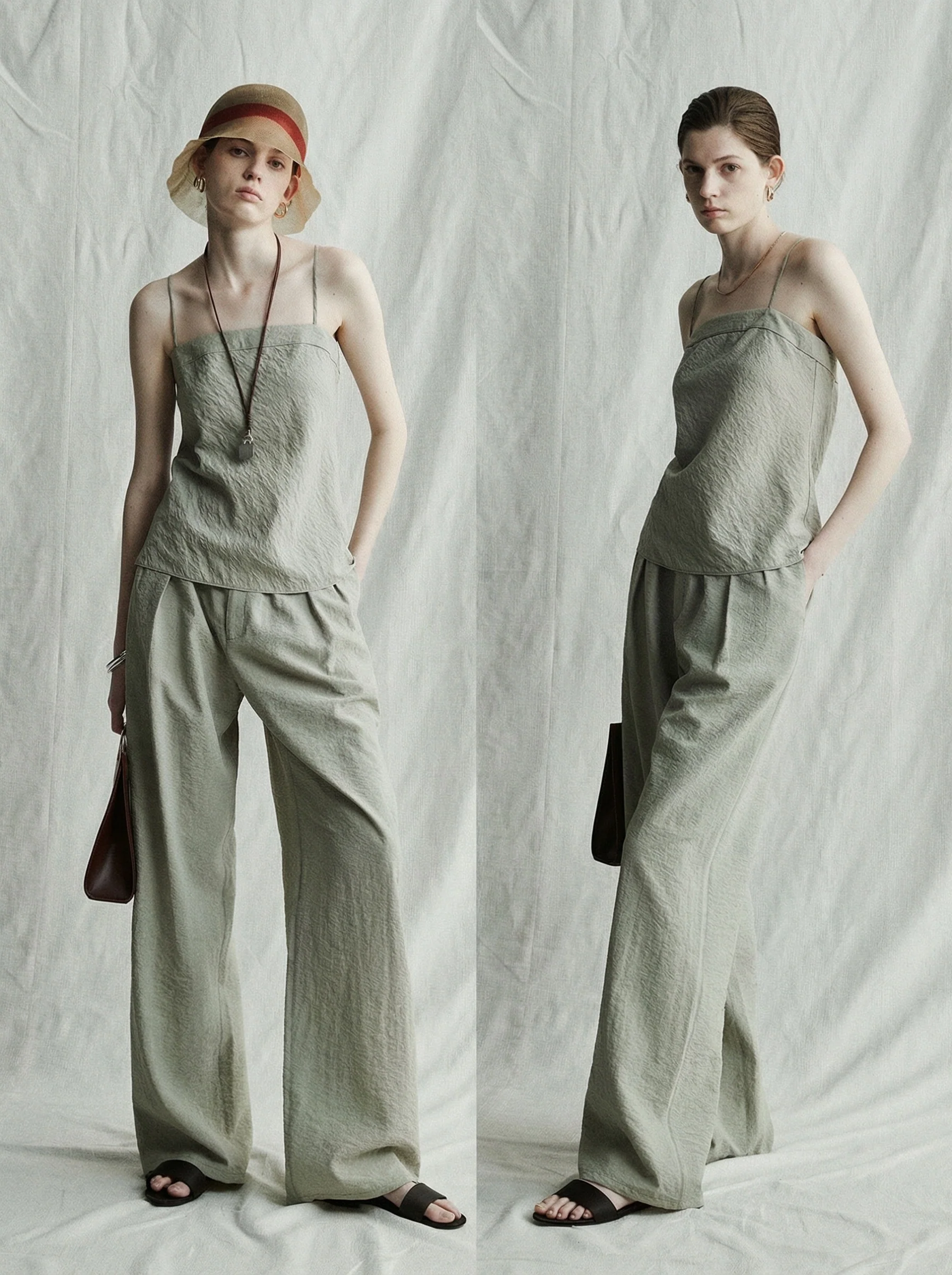 Sand-Washed Mulberry Silk Crepe Pleated Wide-Leg Pants - Image 8