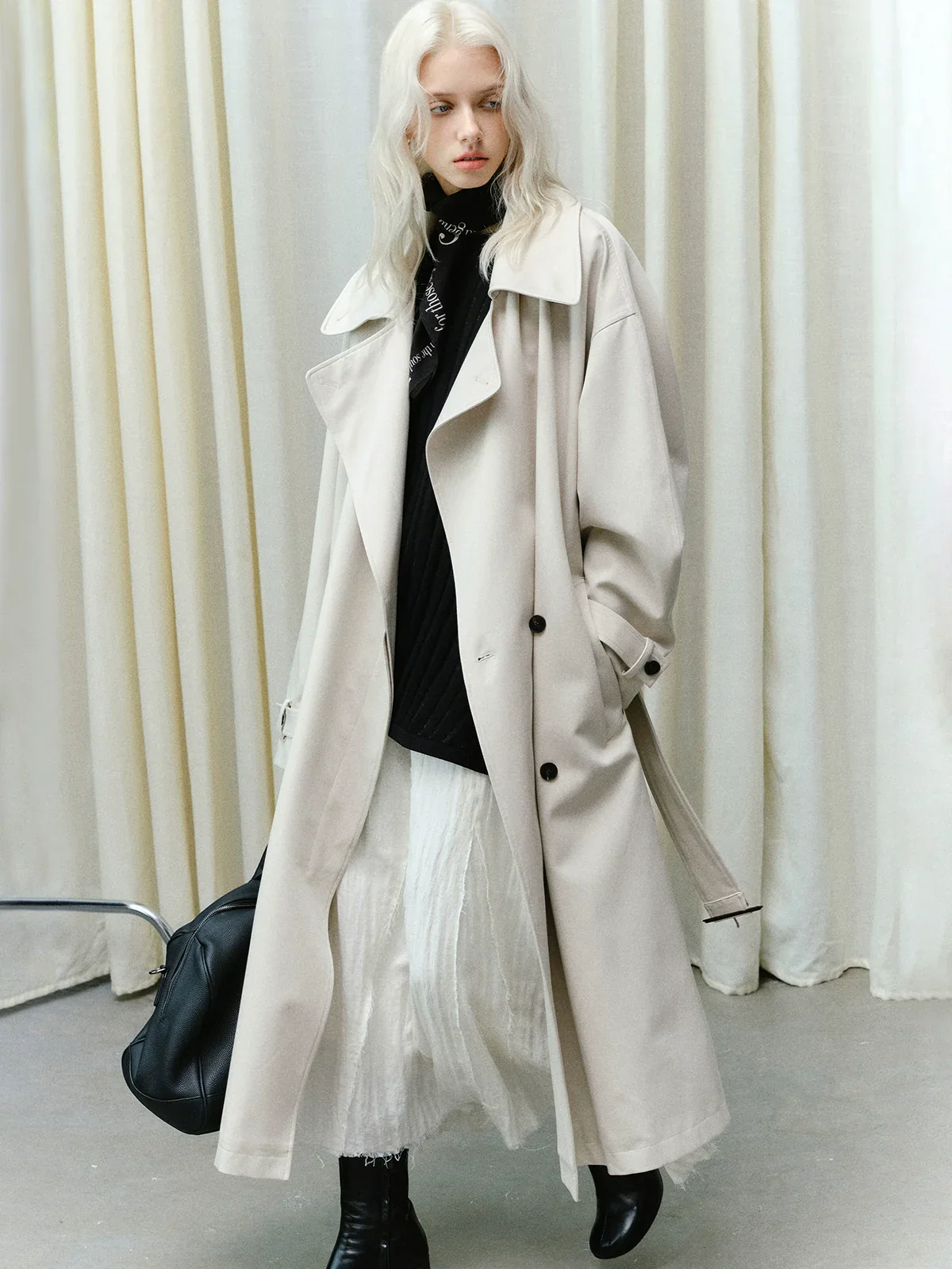 Sand-Washed Tencel-Cotton Trench Coat - Image 2