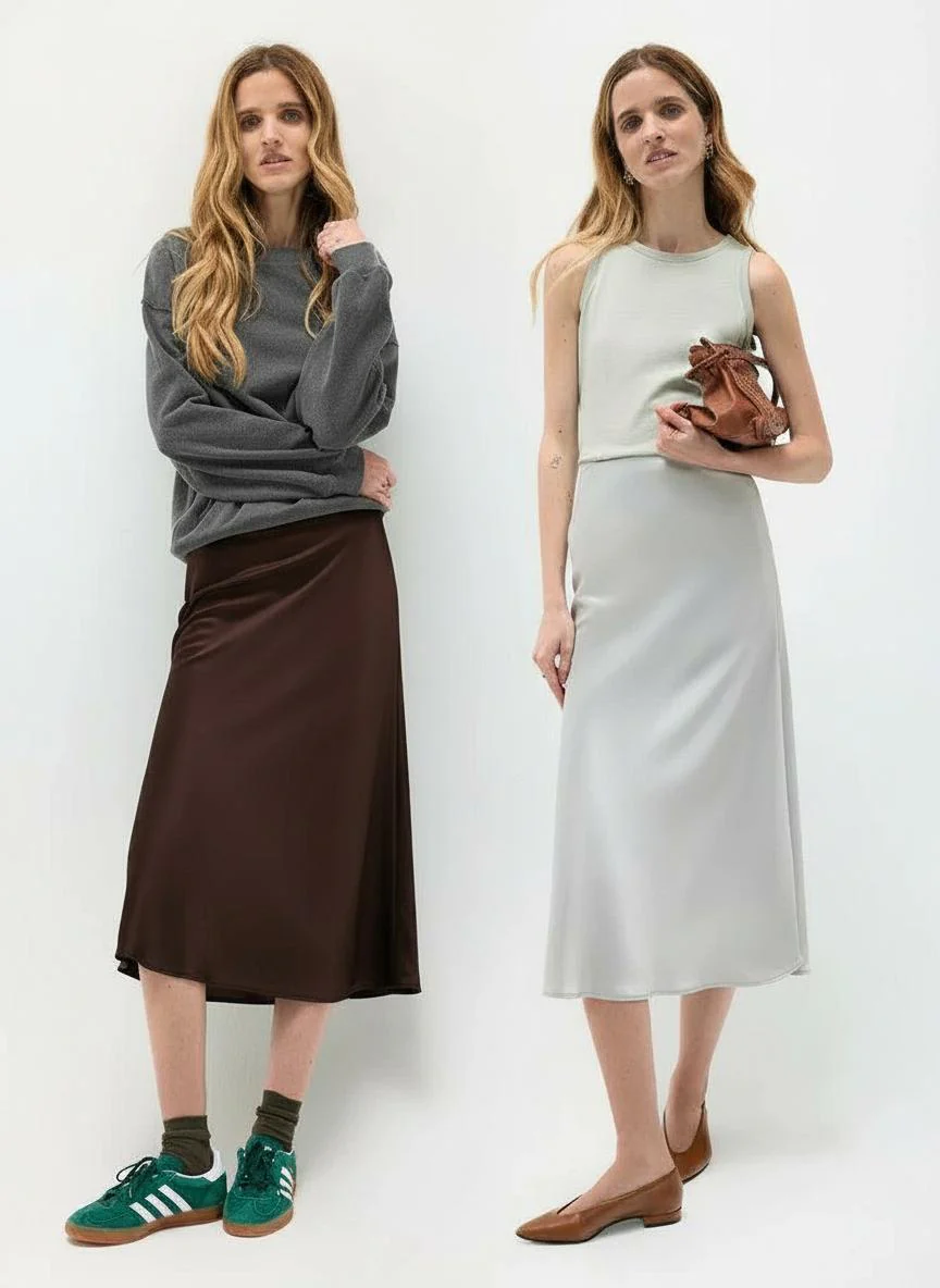 Satin Fishtail Midi Skirt - Image 4