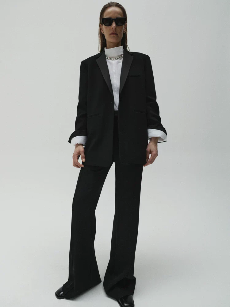 Satin Lapel Blazer - Image 2