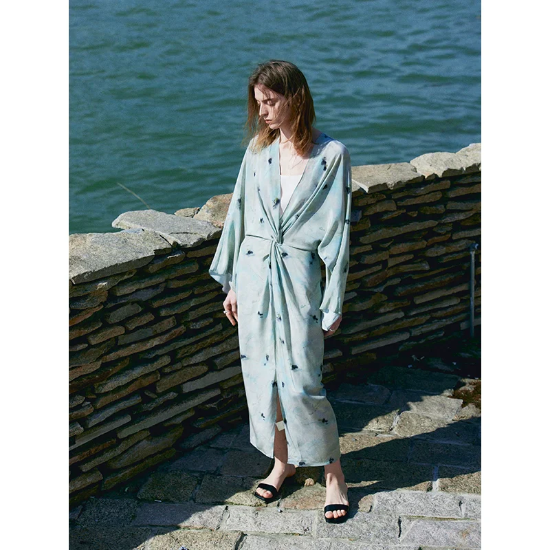Satin Watercolor Silk Dress