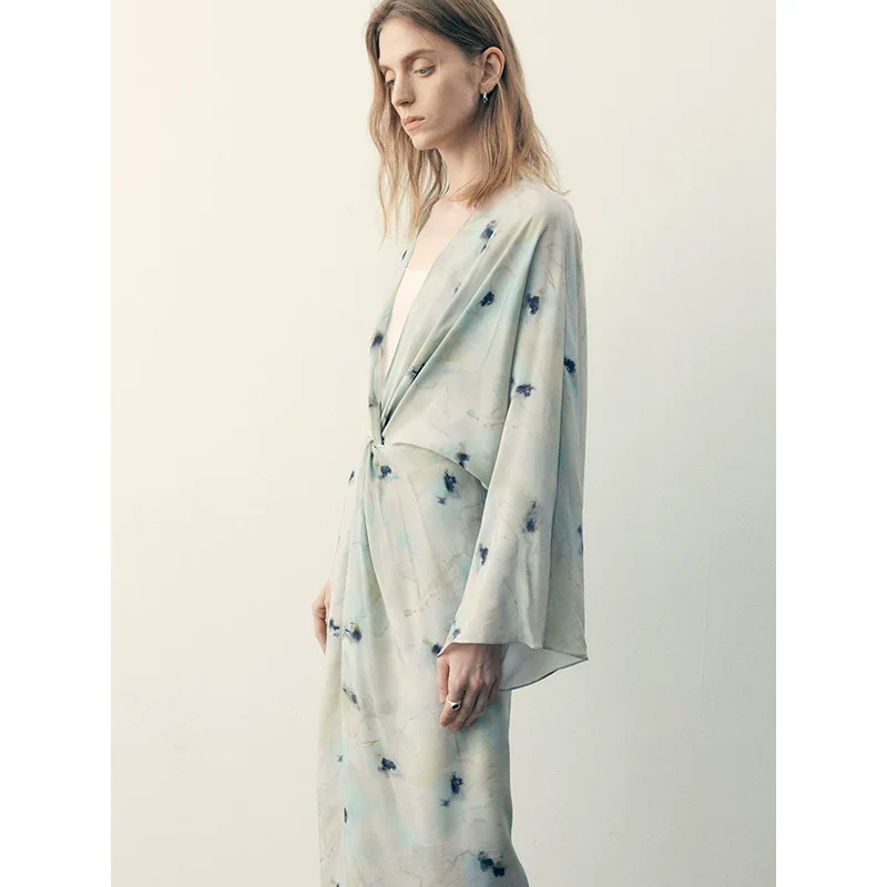 Satin Watercolor Silk Dress - Image 4