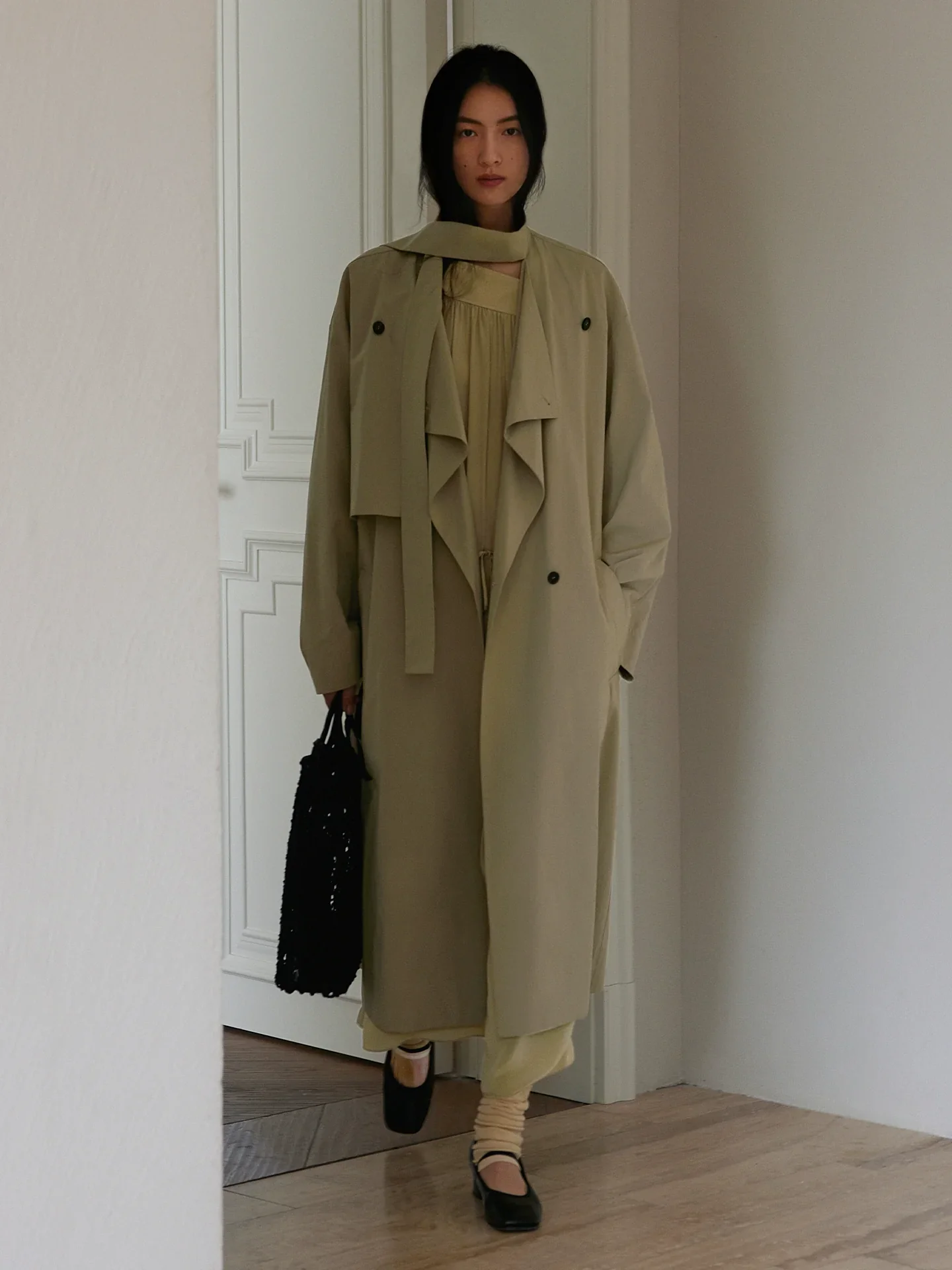 Scarf-Collar Pima Poplin Trench - Image 2