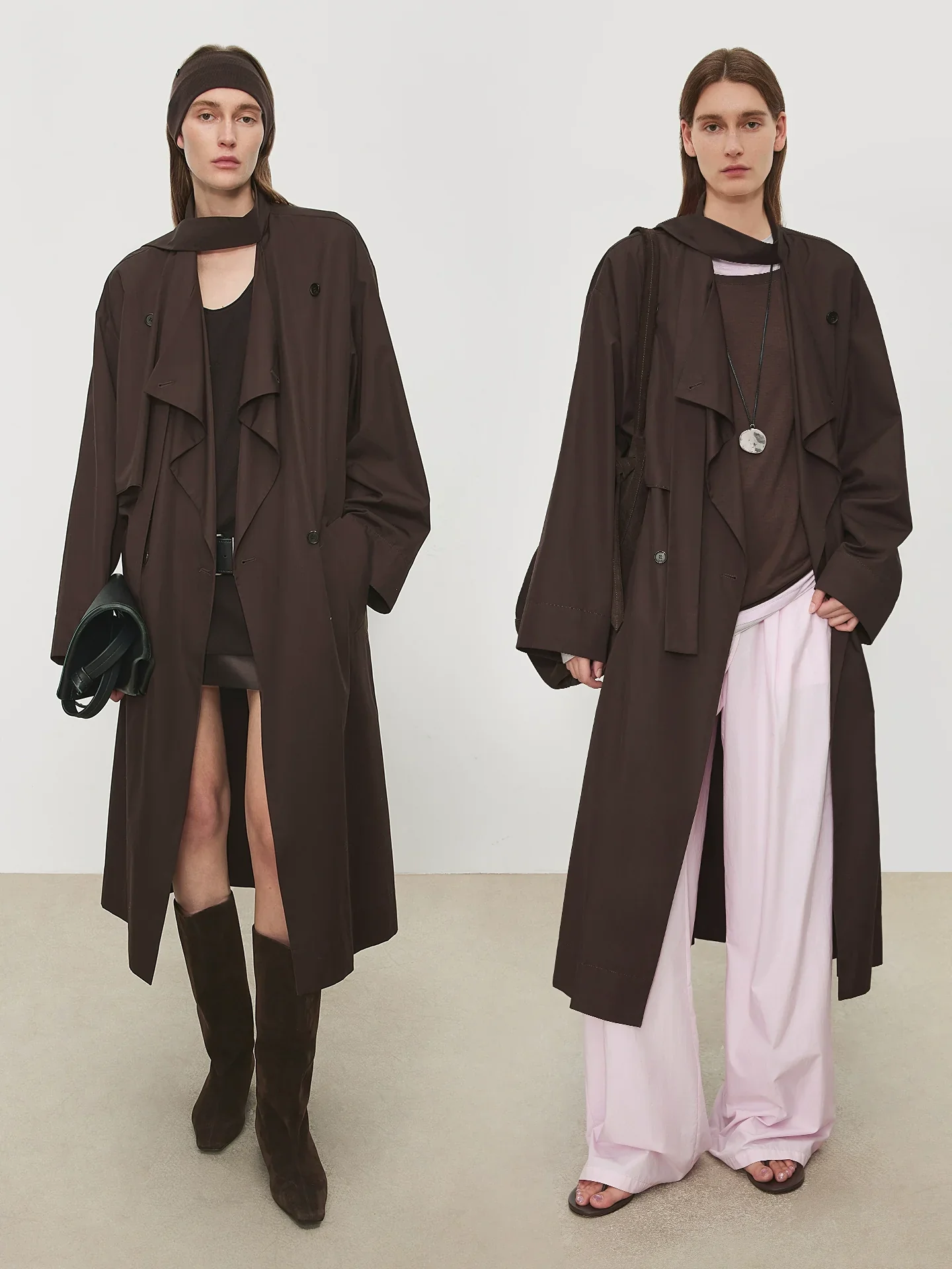 Scarf-Collar Pima Poplin Trench - Image 3