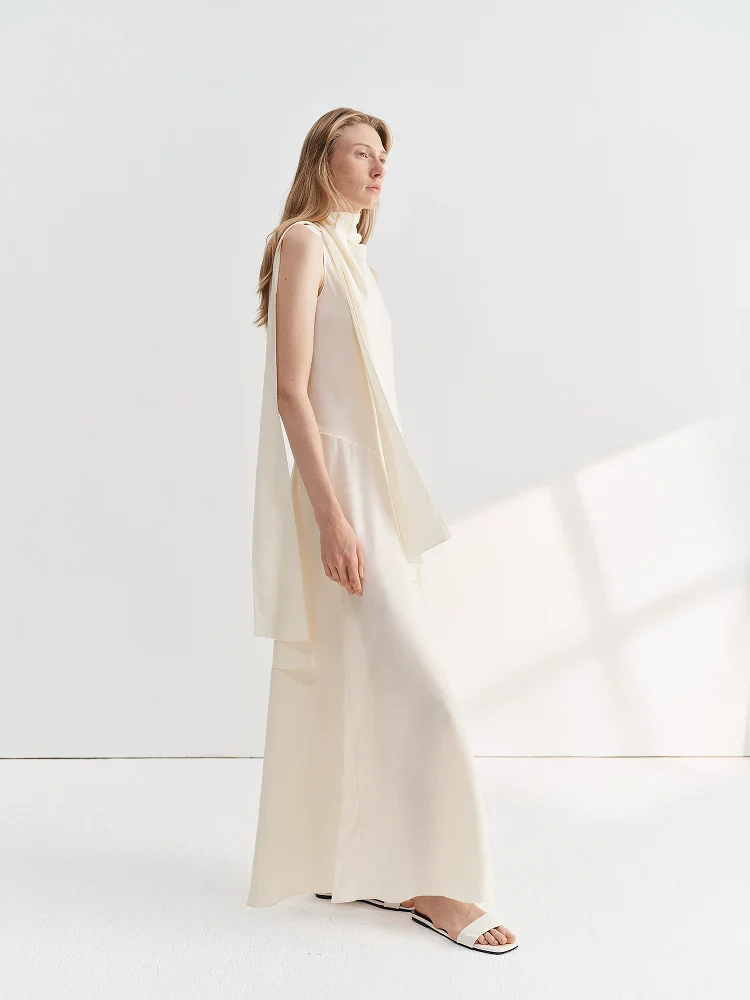 Scarf-Neck A-Line Maxi Dress - Image 4