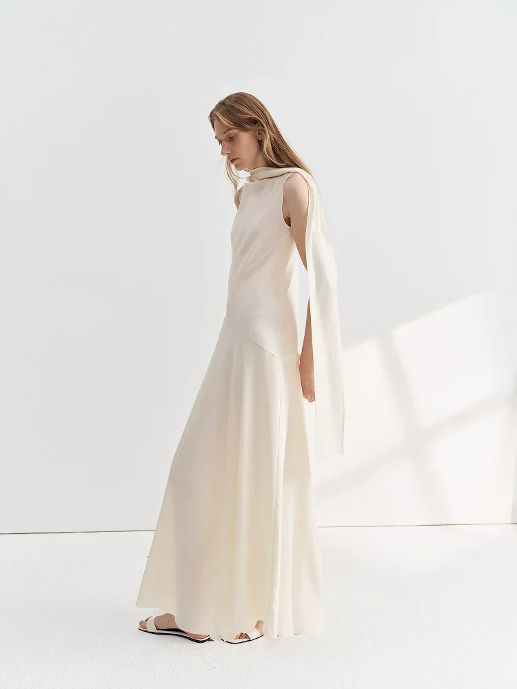 Scarf-Neck A-Line Maxi Dress - Image 5
