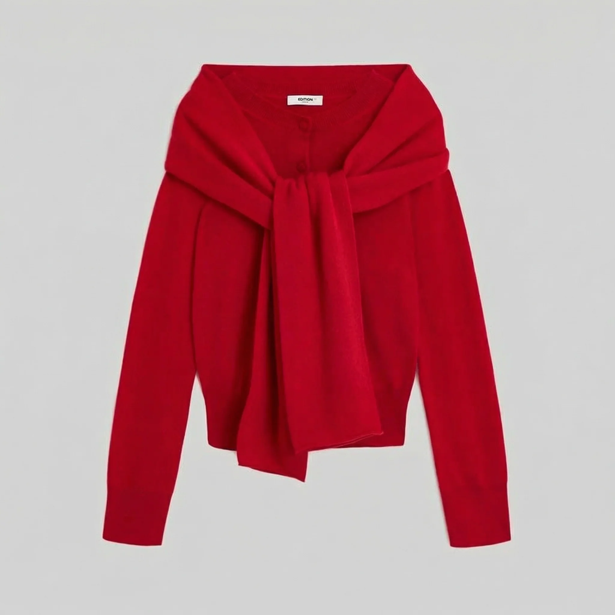 Scarf-Tie Knit Cardigan - Image 6