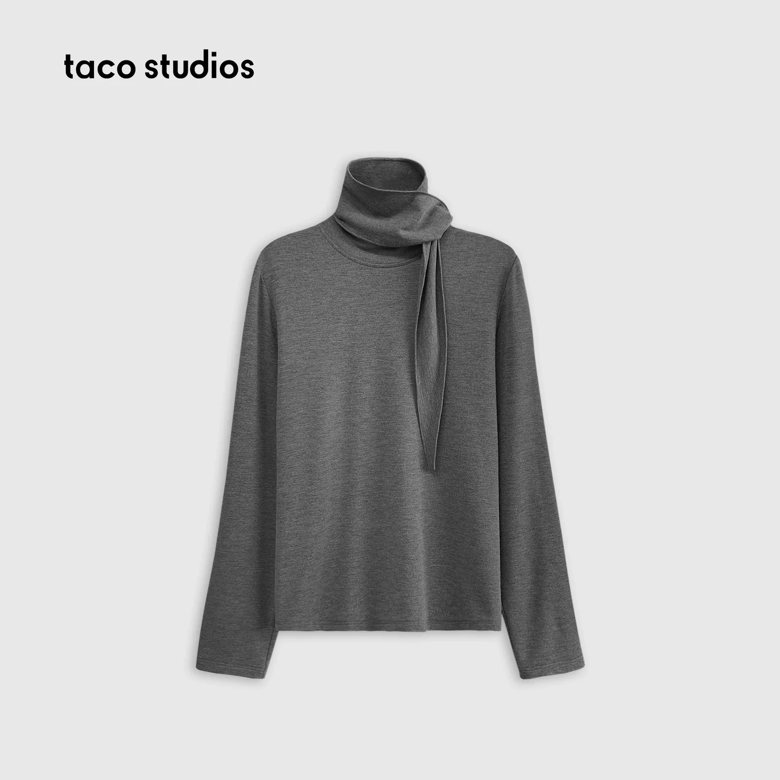Scarf-Tie Mock Neck Long-Sleeve Top - Image 7