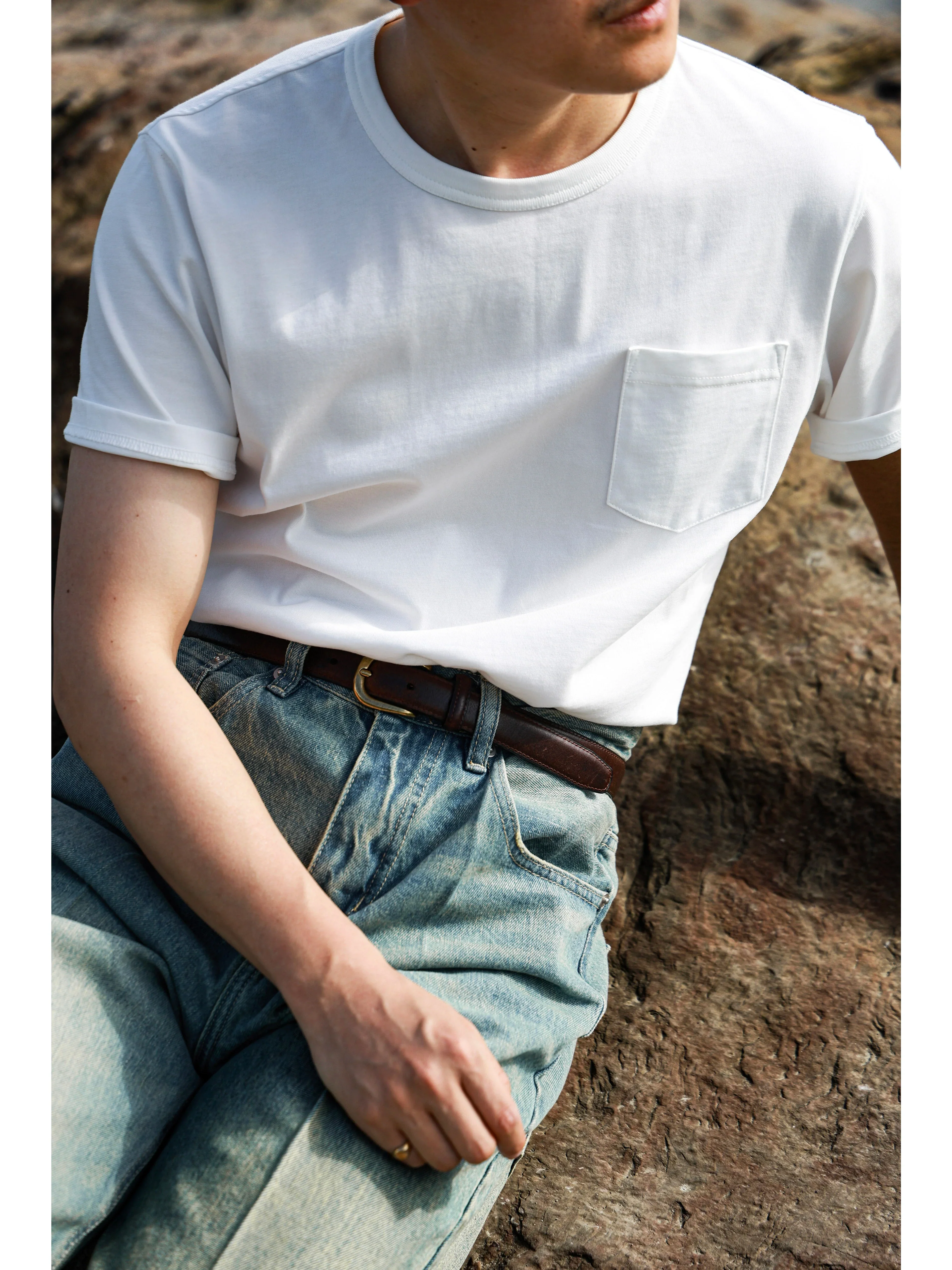 Sea Salt White Vintage Pocket Tee - Image 2