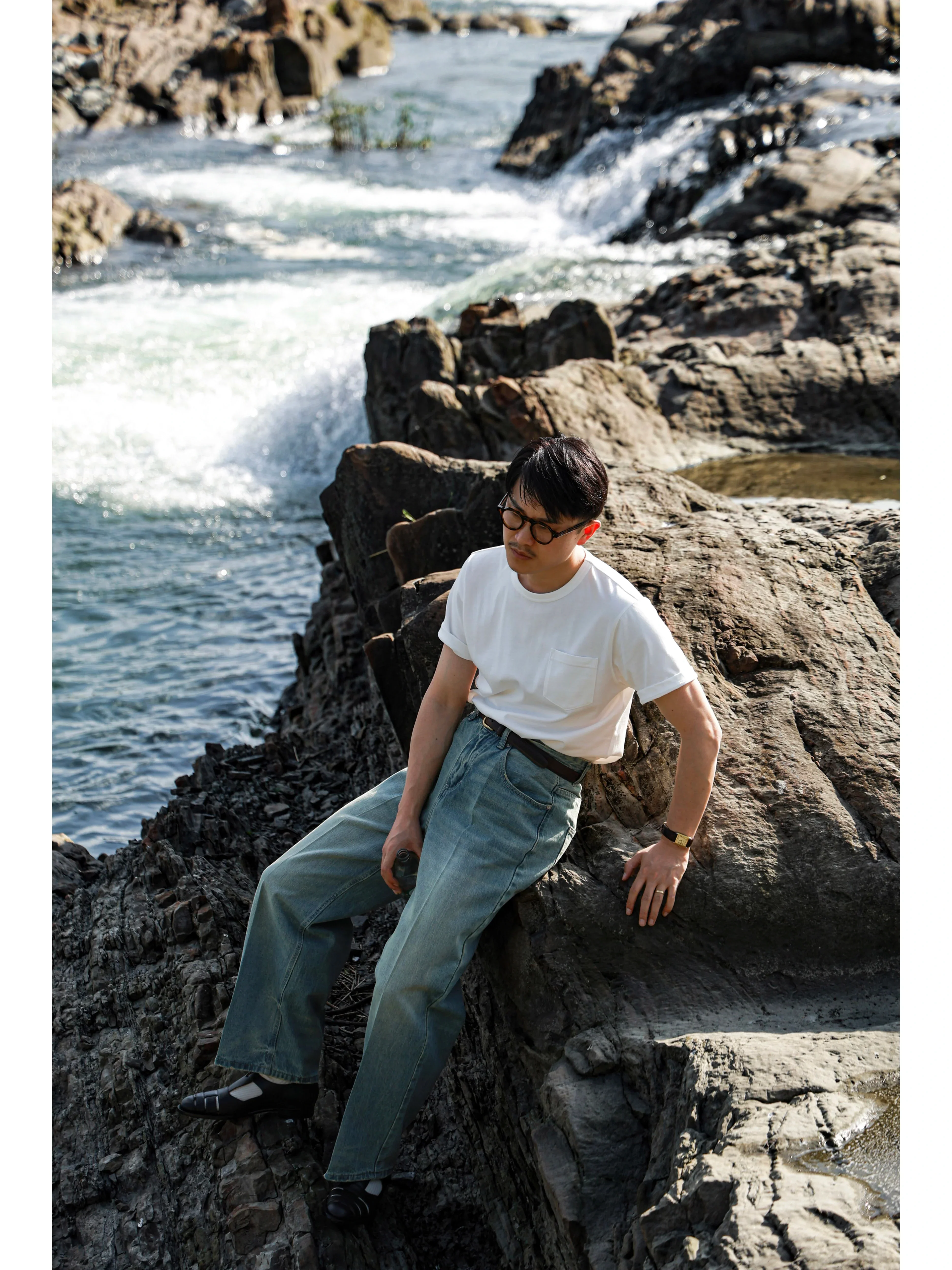 Sea Salt White Vintage Pocket Tee - Image 3