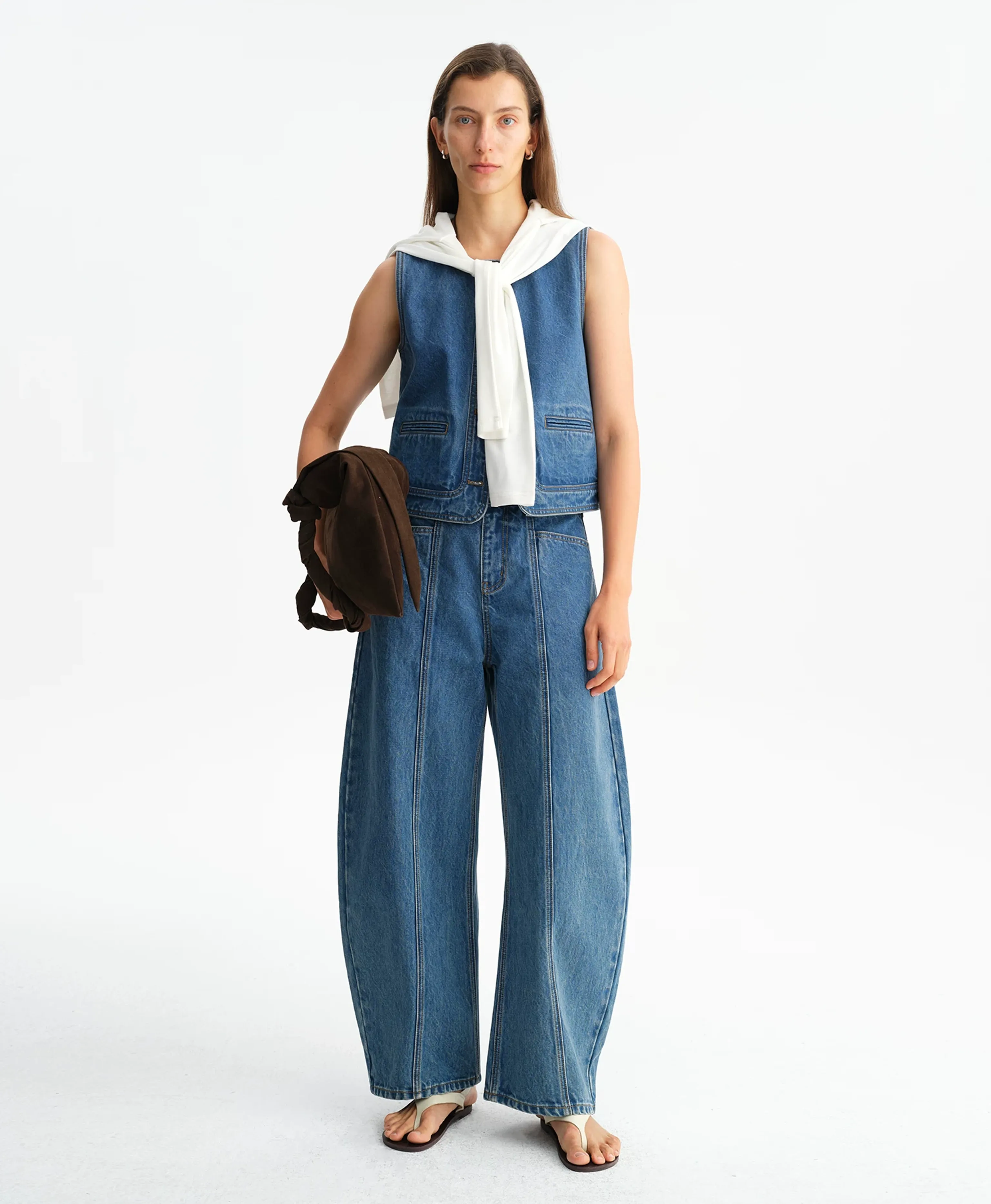 Seam-Front Wide-Leg Jeans