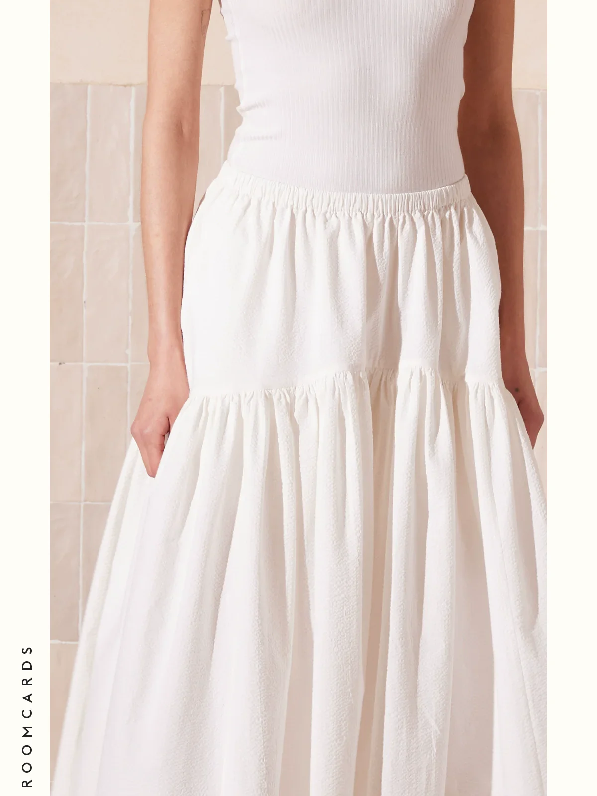 Seersucker Check Pleated A-Line Skirt - Image 4