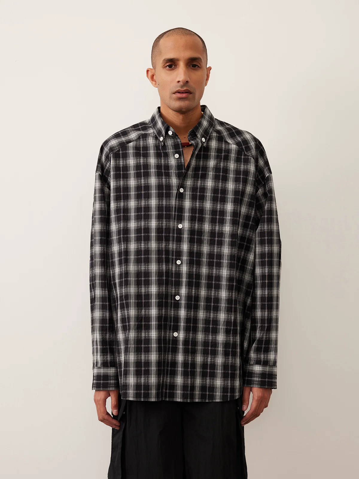 Seersucker Checked Cross-Yoke Shirt - Image 13