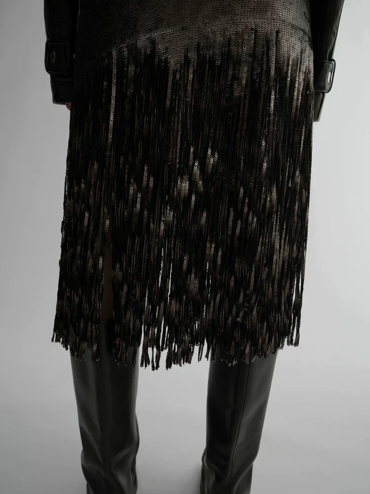 Sequin Fringe Midi Skirt - Image 5