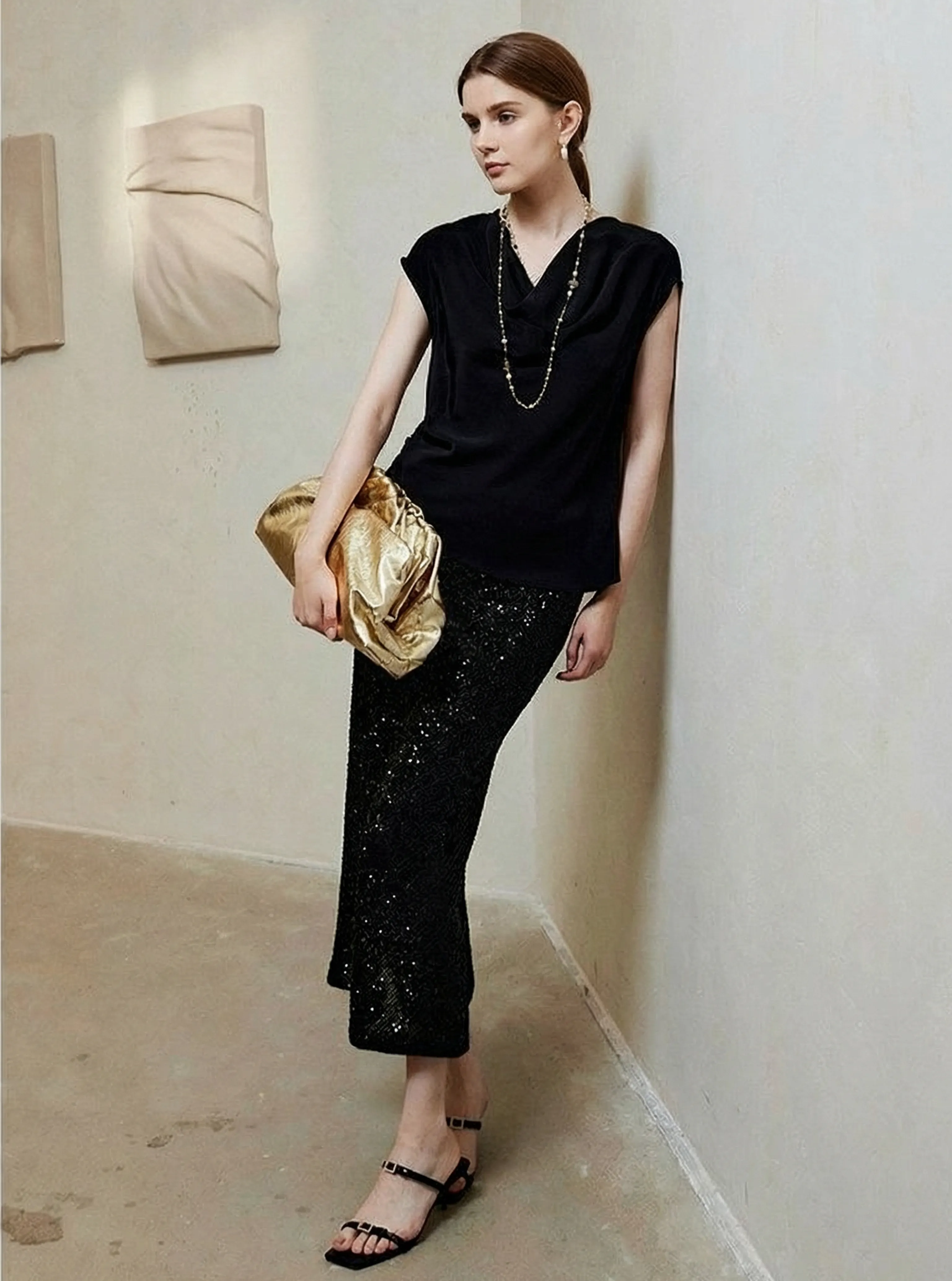 Sequin High-Waist Pencil Skirt - Image 6