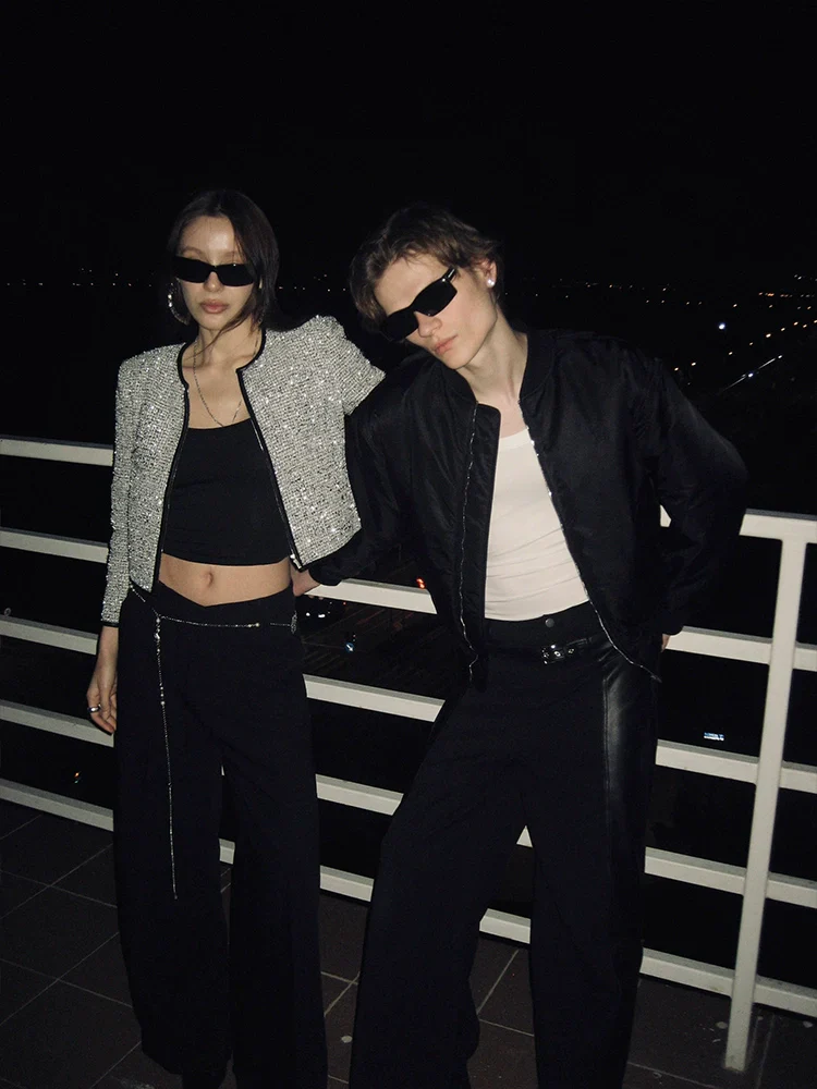 Sequined Tweed Bomber Jacket - Image 3