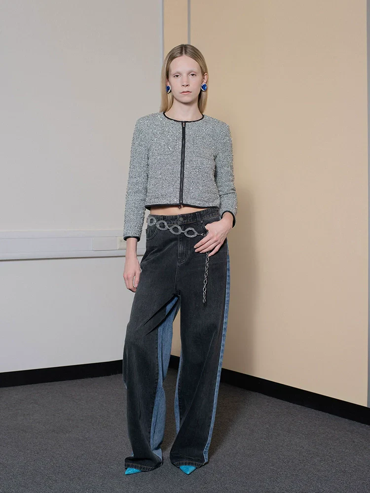 Sequined Tweed Bomber Jacket - Image 5