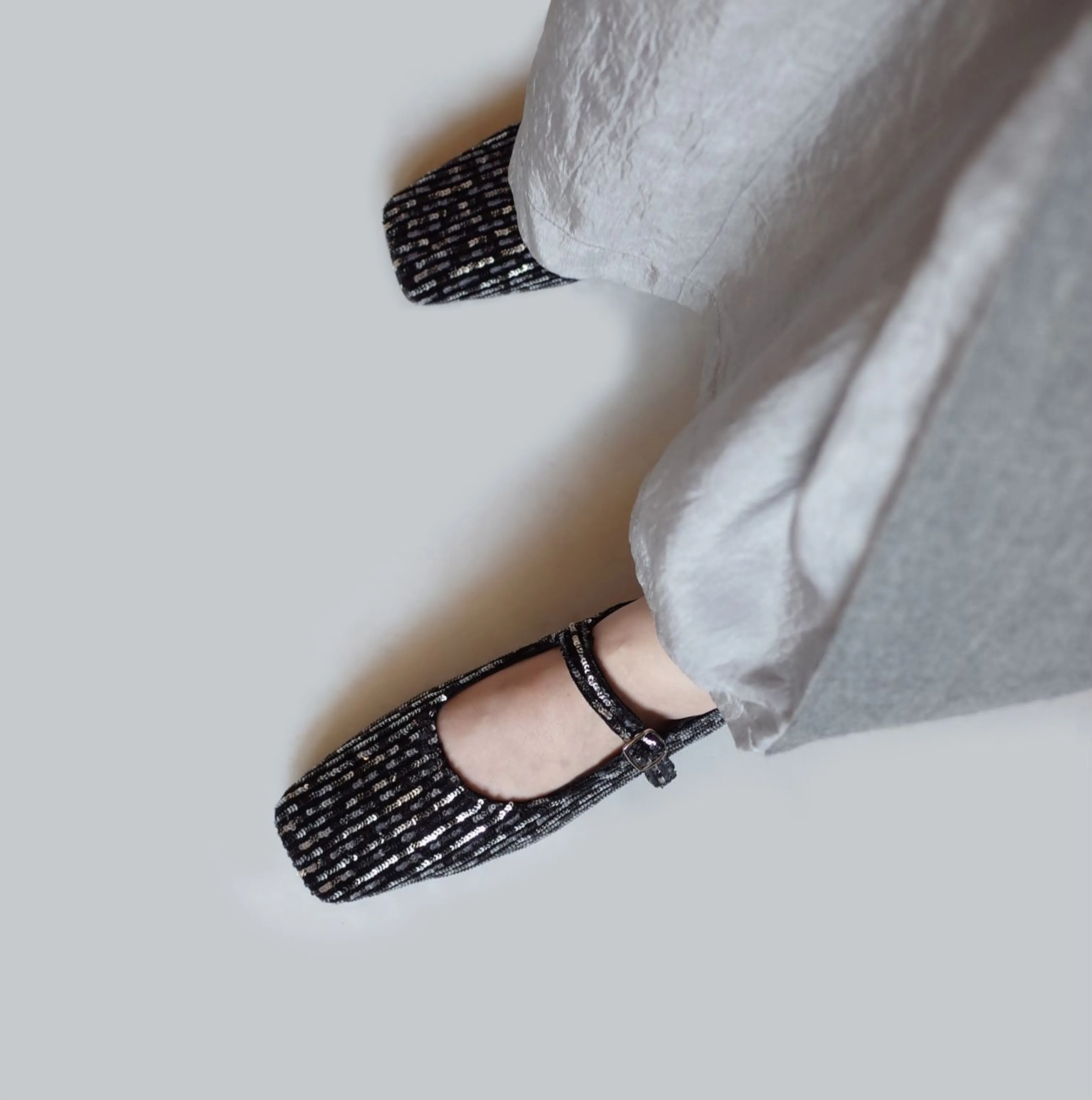 Sequined Velvet Mary Jane Shoes