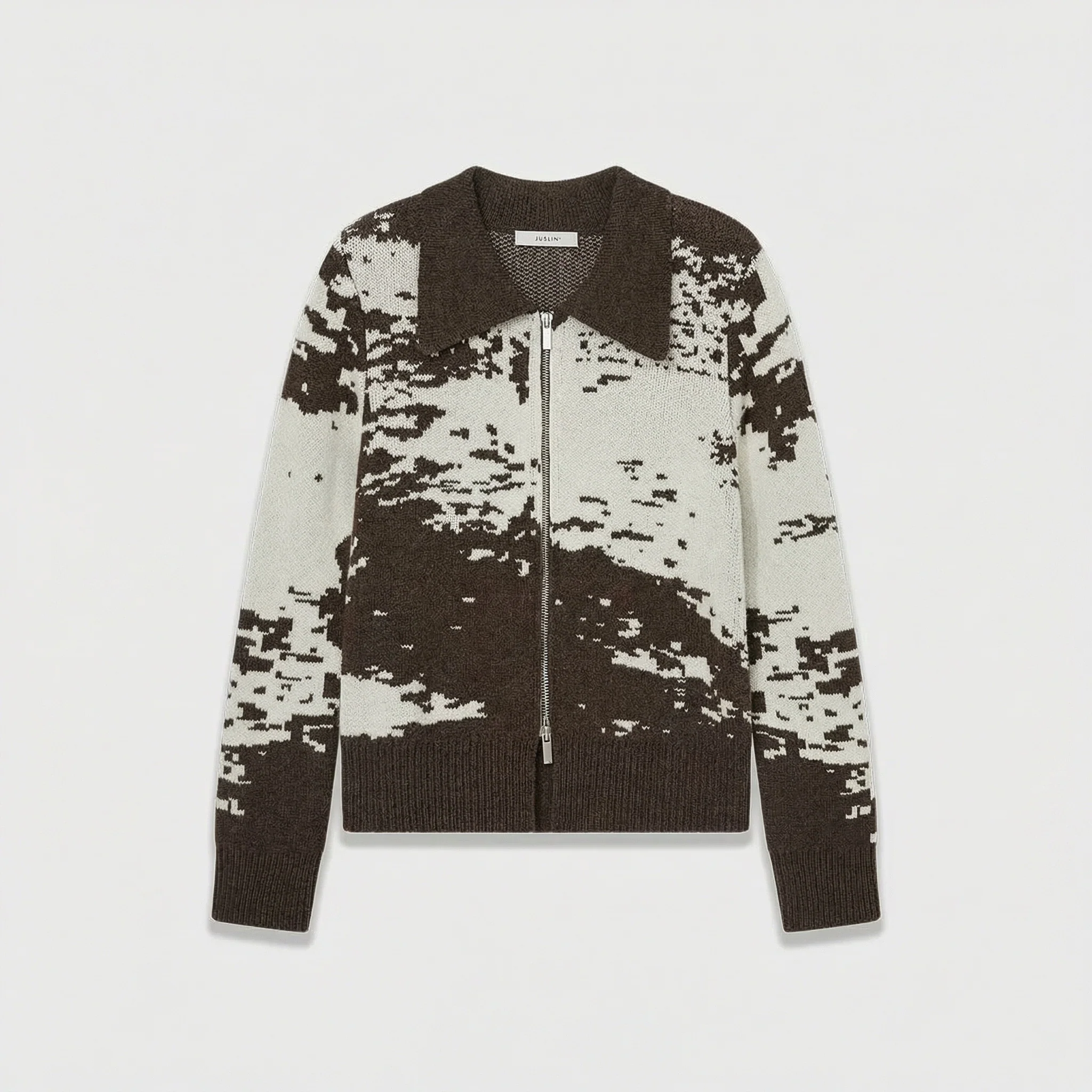 Sesame Dot Jacquard Zip Cardigan - Image 5