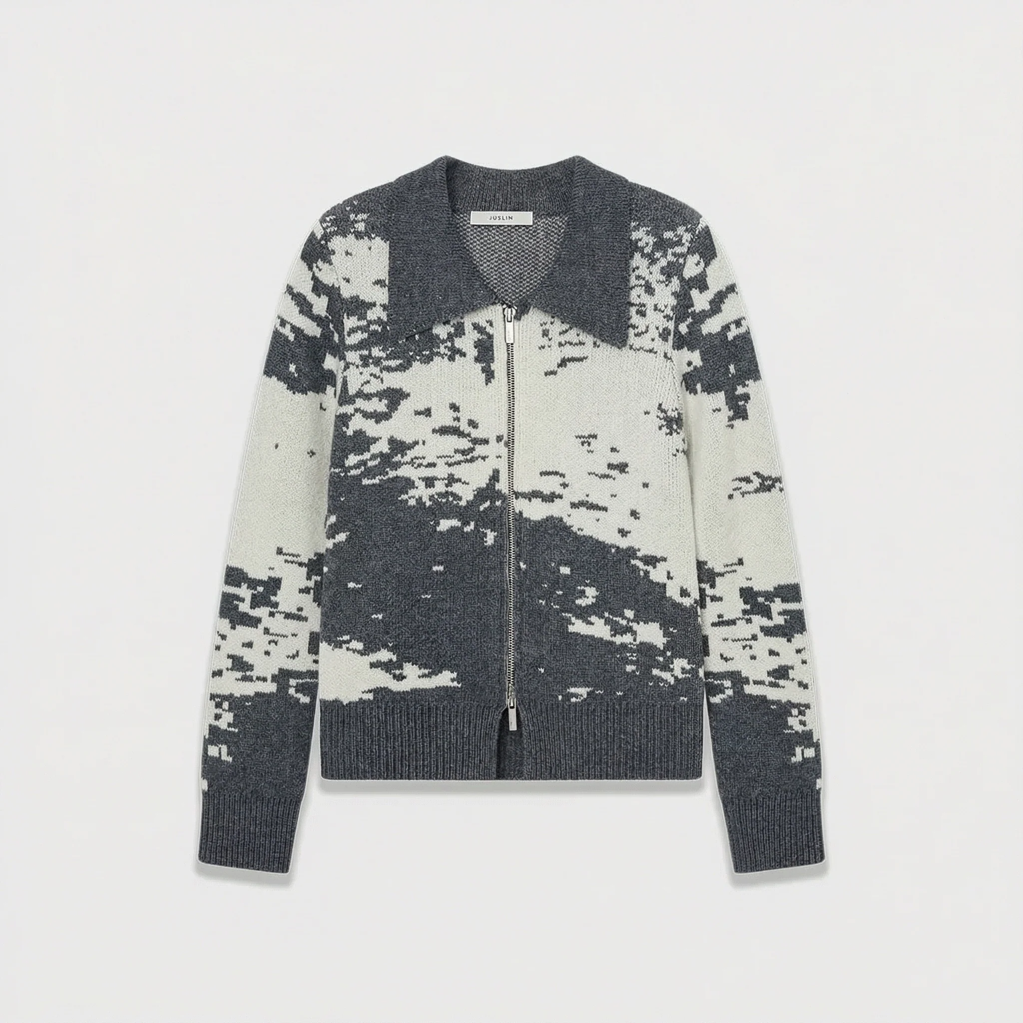 Sesame Dot Jacquard Zip Cardigan - Image 6
