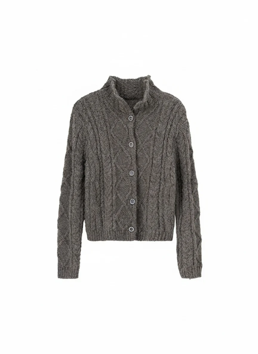 Shawl-Collar Cable-Knit Wool-Blend Cardigan - Image 2
