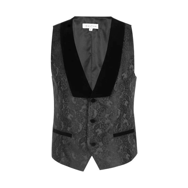 Shawl-Collar Jacquard Vest - Image 2