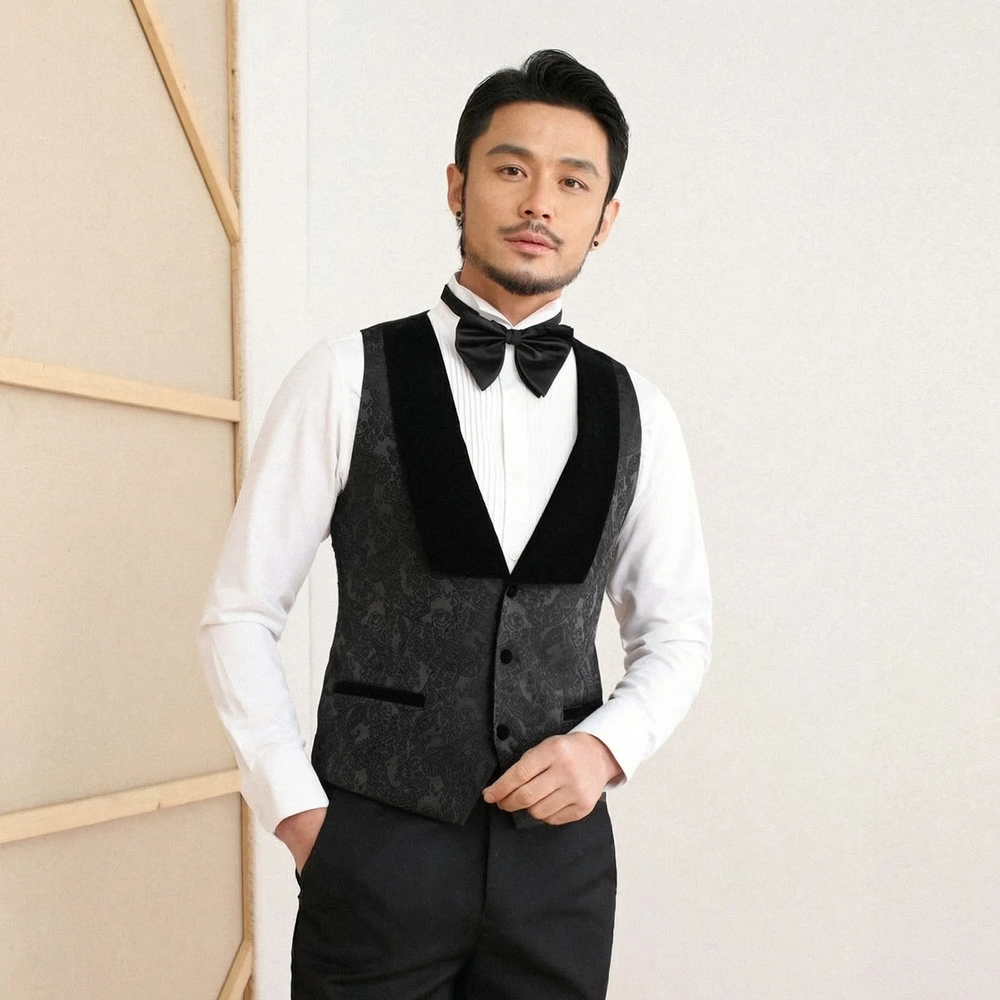 Shawl-Collar Jacquard Vest - Image 6