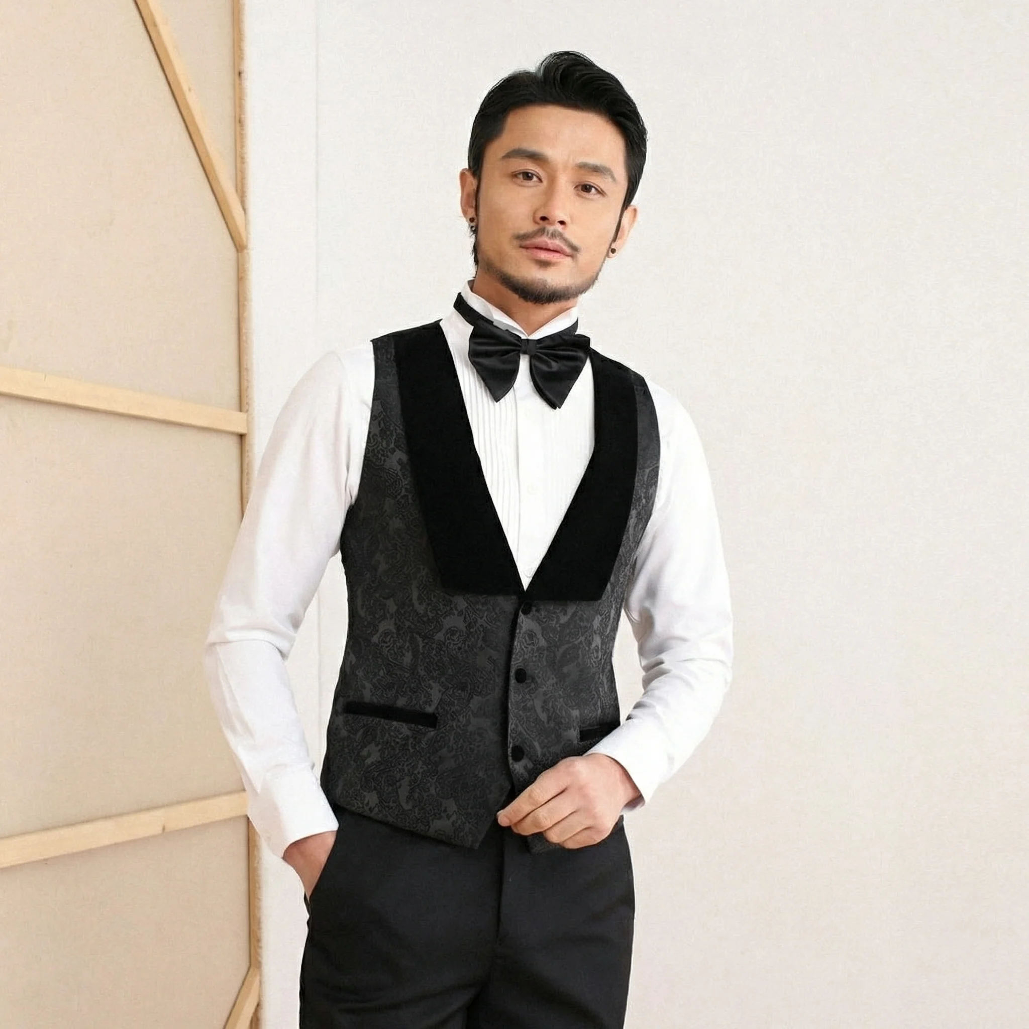 Shawl-Collar Jacquard Vest - Image 8