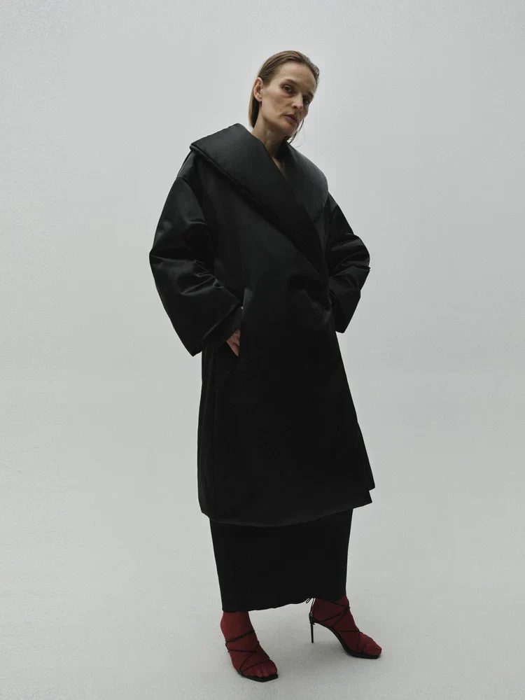 Shawl Collar Puffer Coat - Image 2