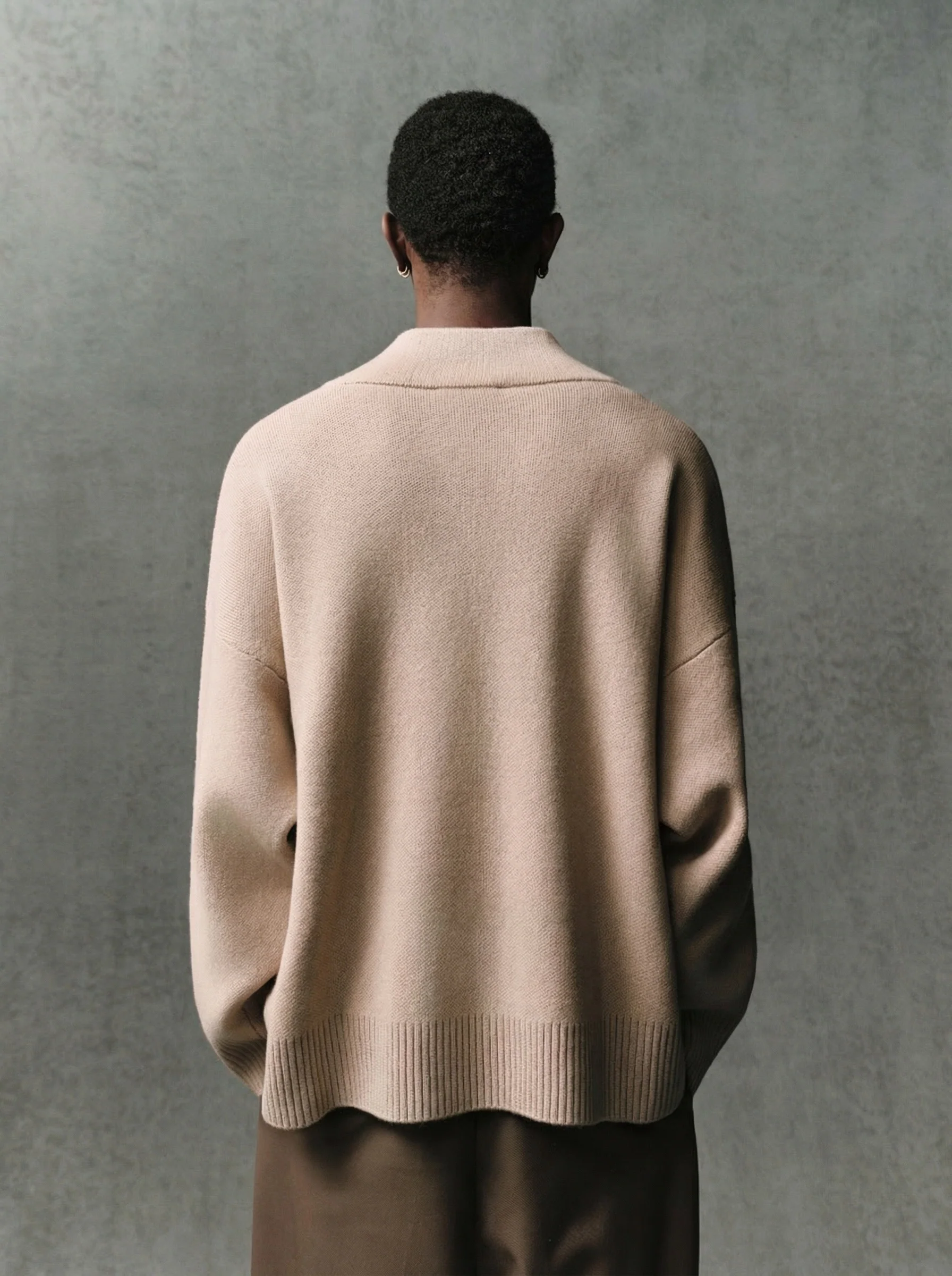 Shawl Collar V Sweater - Image 4