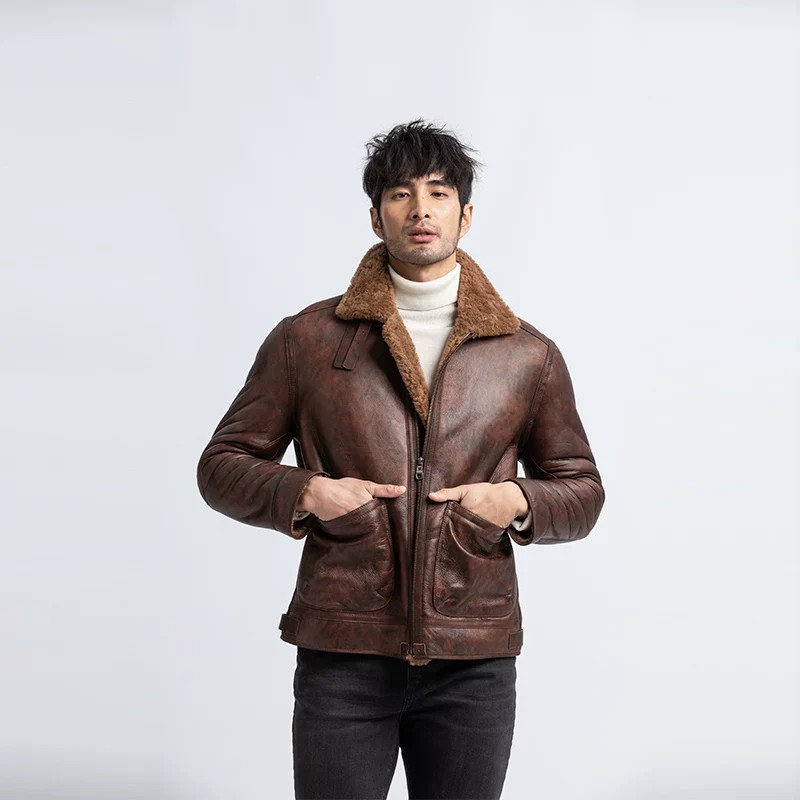 Shearling Aviator Leather Jacket