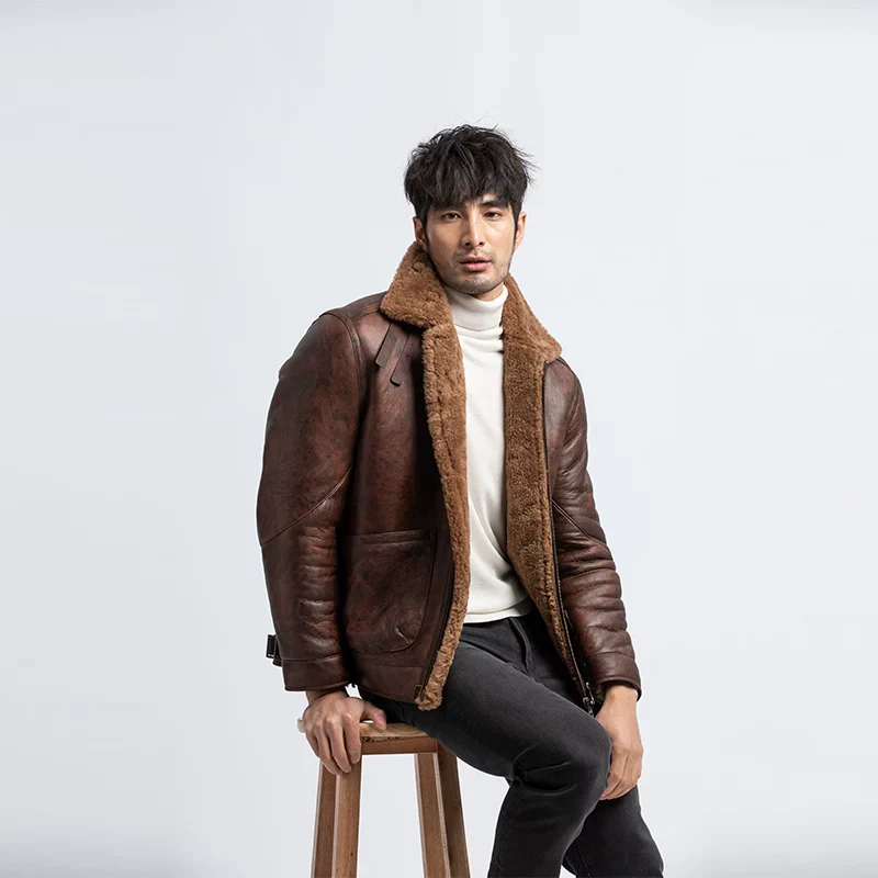 Shearling Aviator Leather Jacket - Image 2