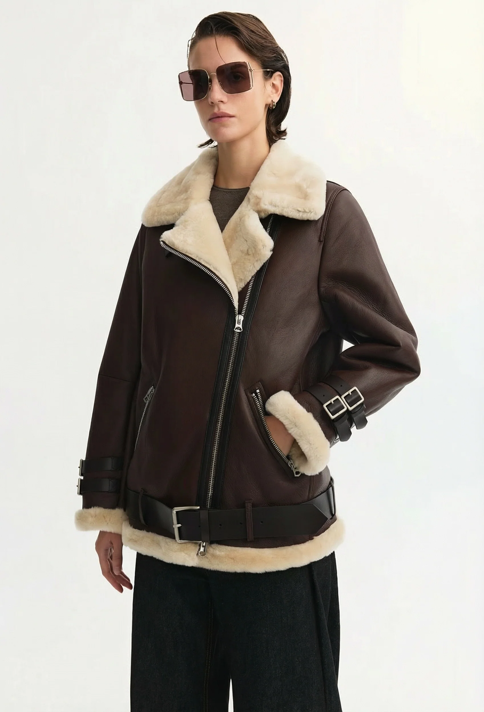 Shearling Biker Jacket - Image 5
