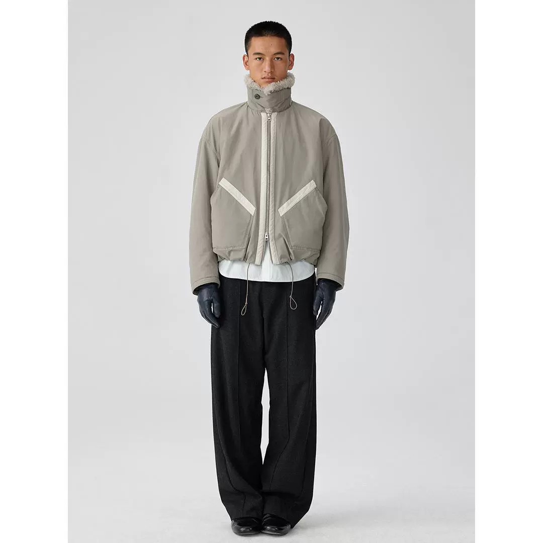 Shearling Collar Bomber Jacket