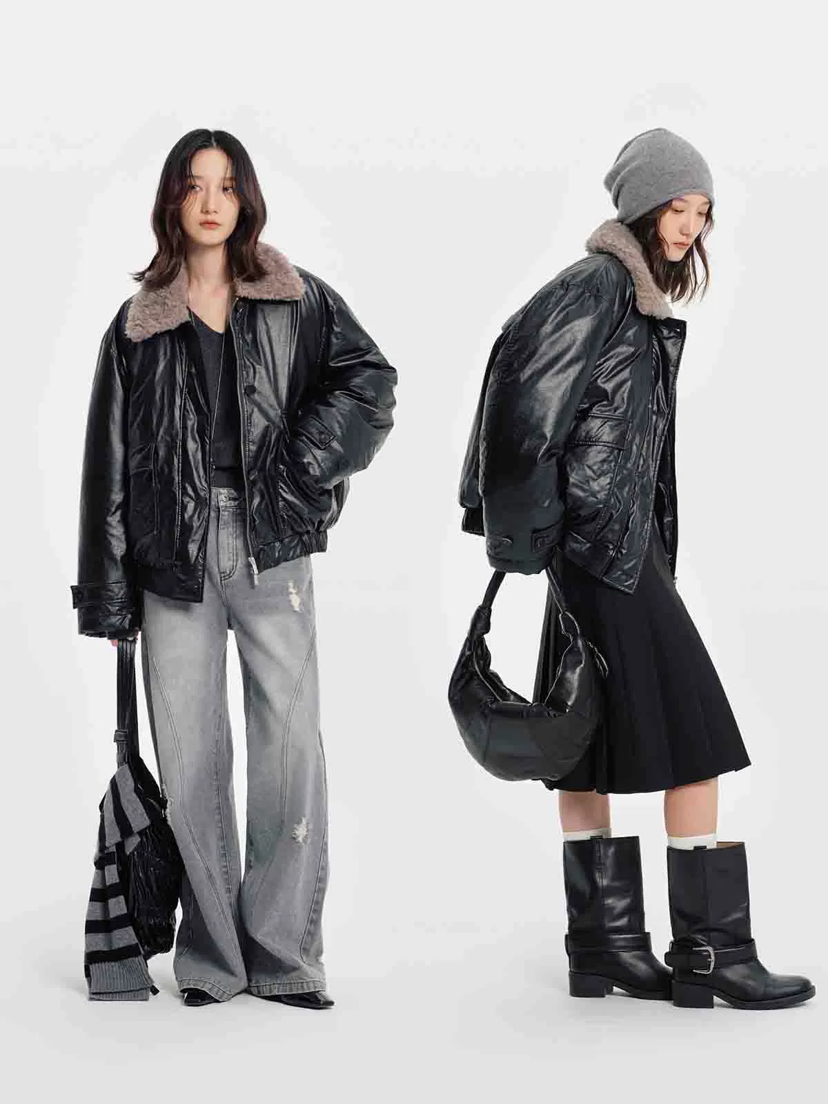 Shearling-Collar Down Aviator Jacket - Image 4