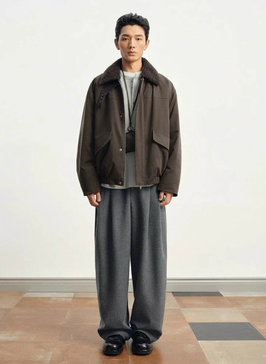 Shearling Collar Down Bomber - Image 2