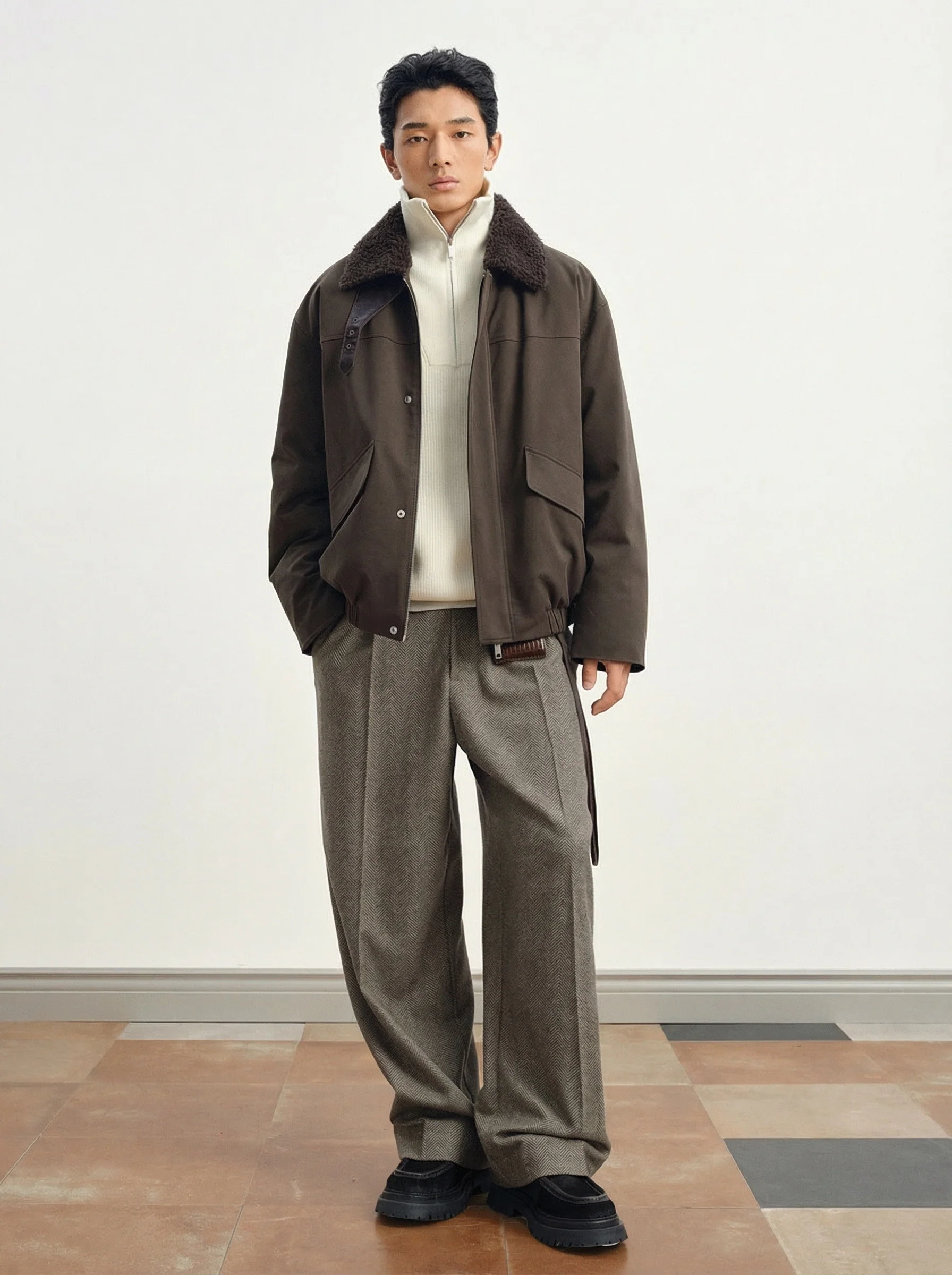 Shearling Collar Down Bomber - Image 3