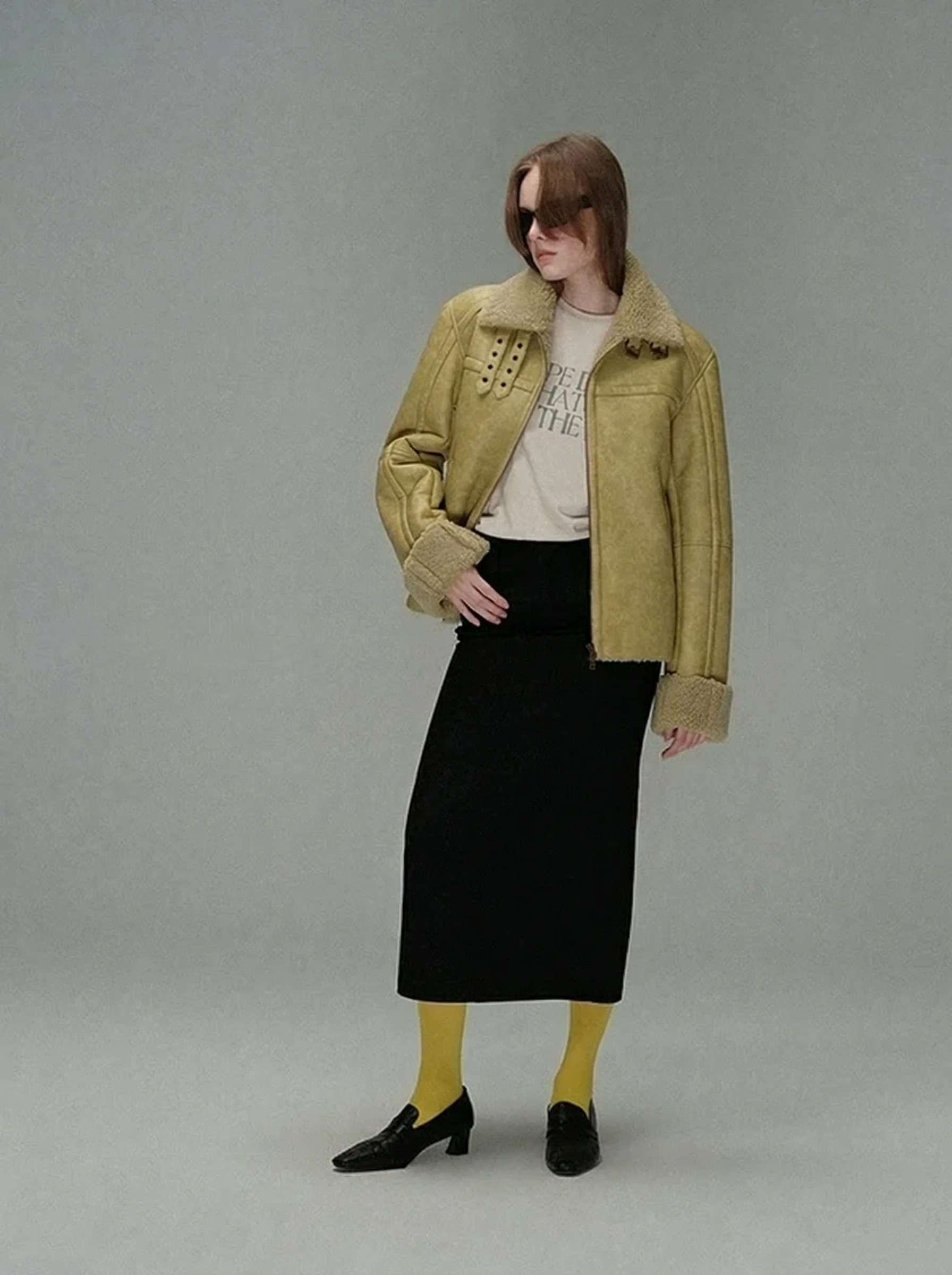 Shearling Lambswool Motorcycle Jacket - Image 2