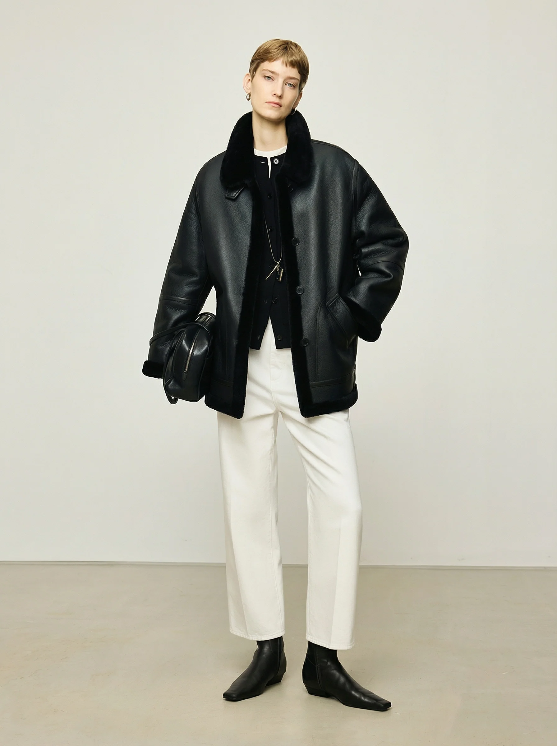 Shearling Leather Jacket - Image 4