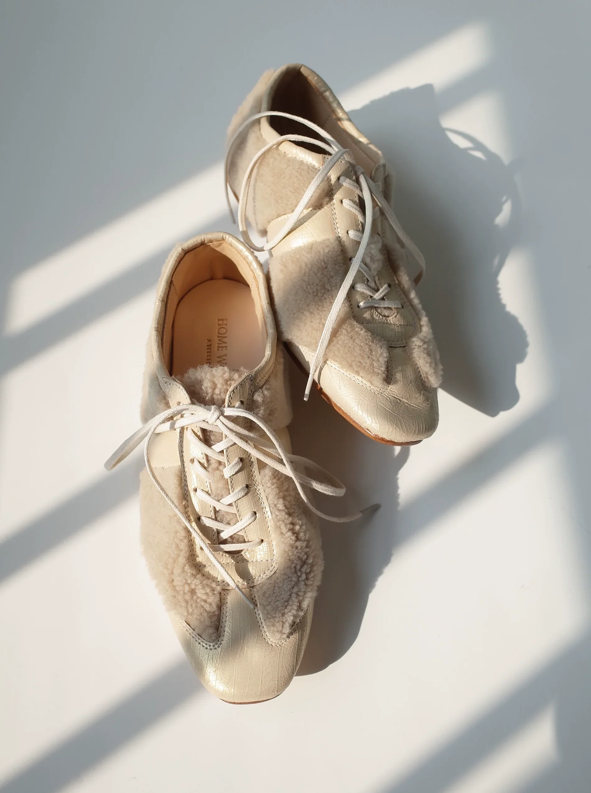 Shearling Patchwork Leather Sneakers - Image 6