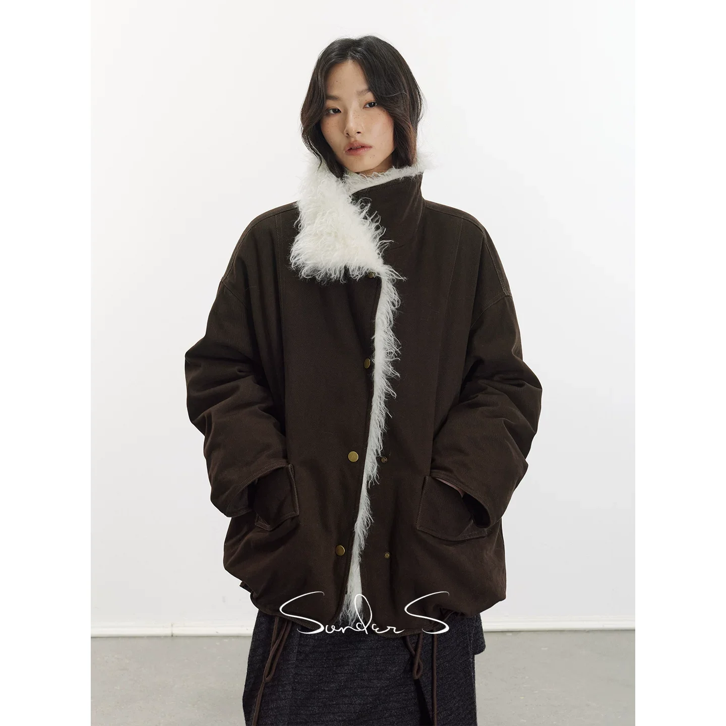 Shearling-Trim Denim Down Jacket - Image 3