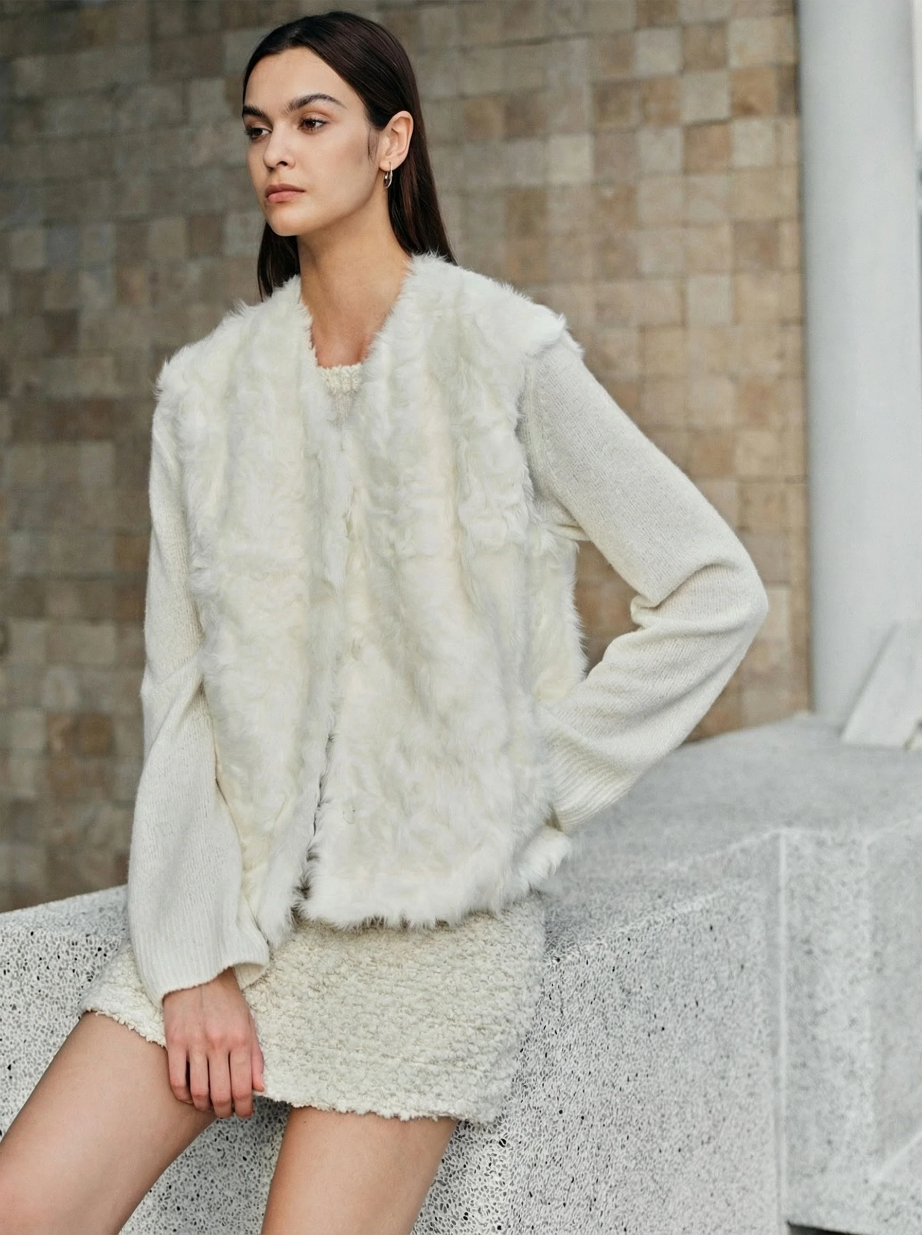Shearling V-Neck Vest - Image 3
